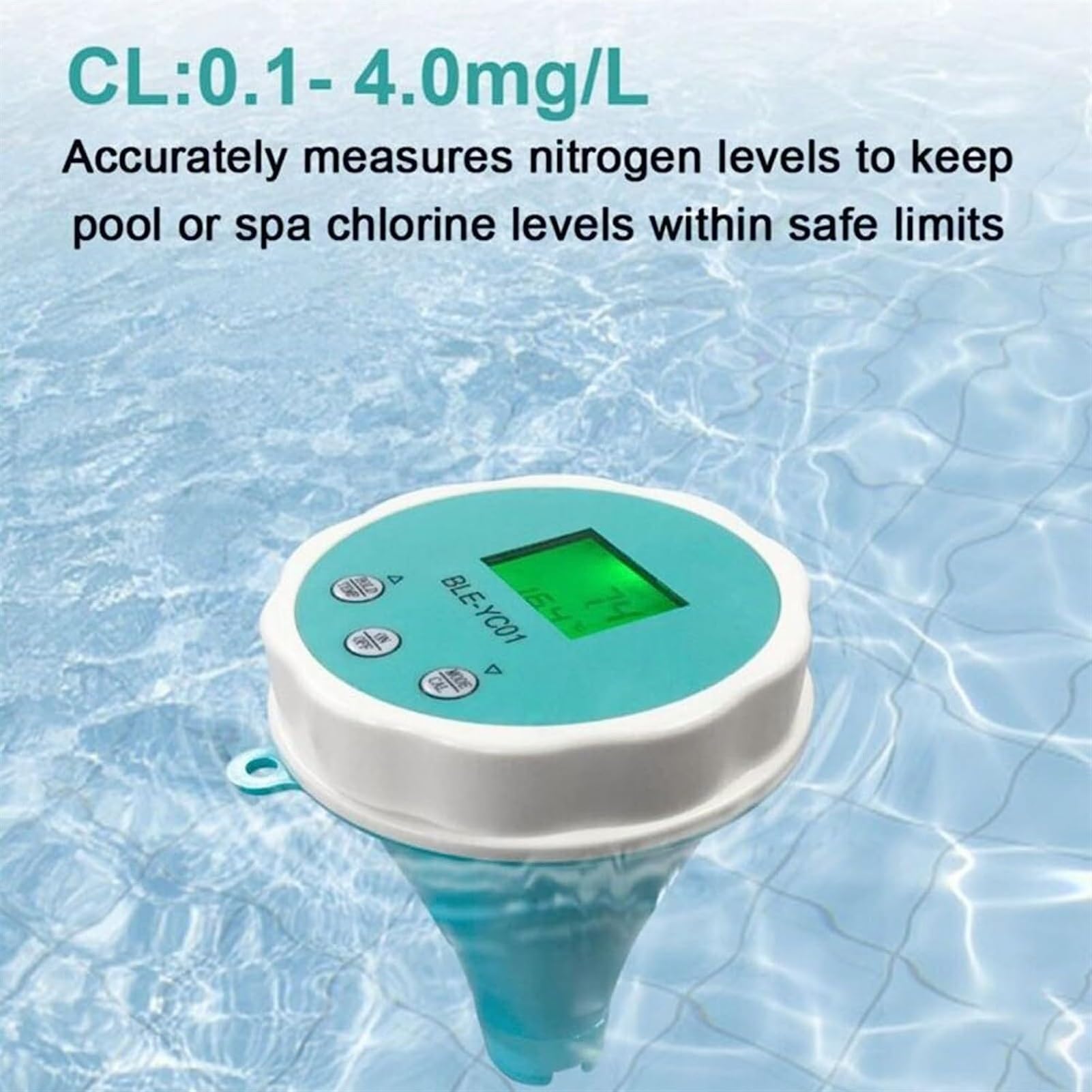 Probador de calidad del agua - Medidor digital Bluetooth 6 en 1 para cloro, ORP, EC, TDS, temperatura y pH - Monitor inteligente para piscinas, jacuzzis, hidroponía