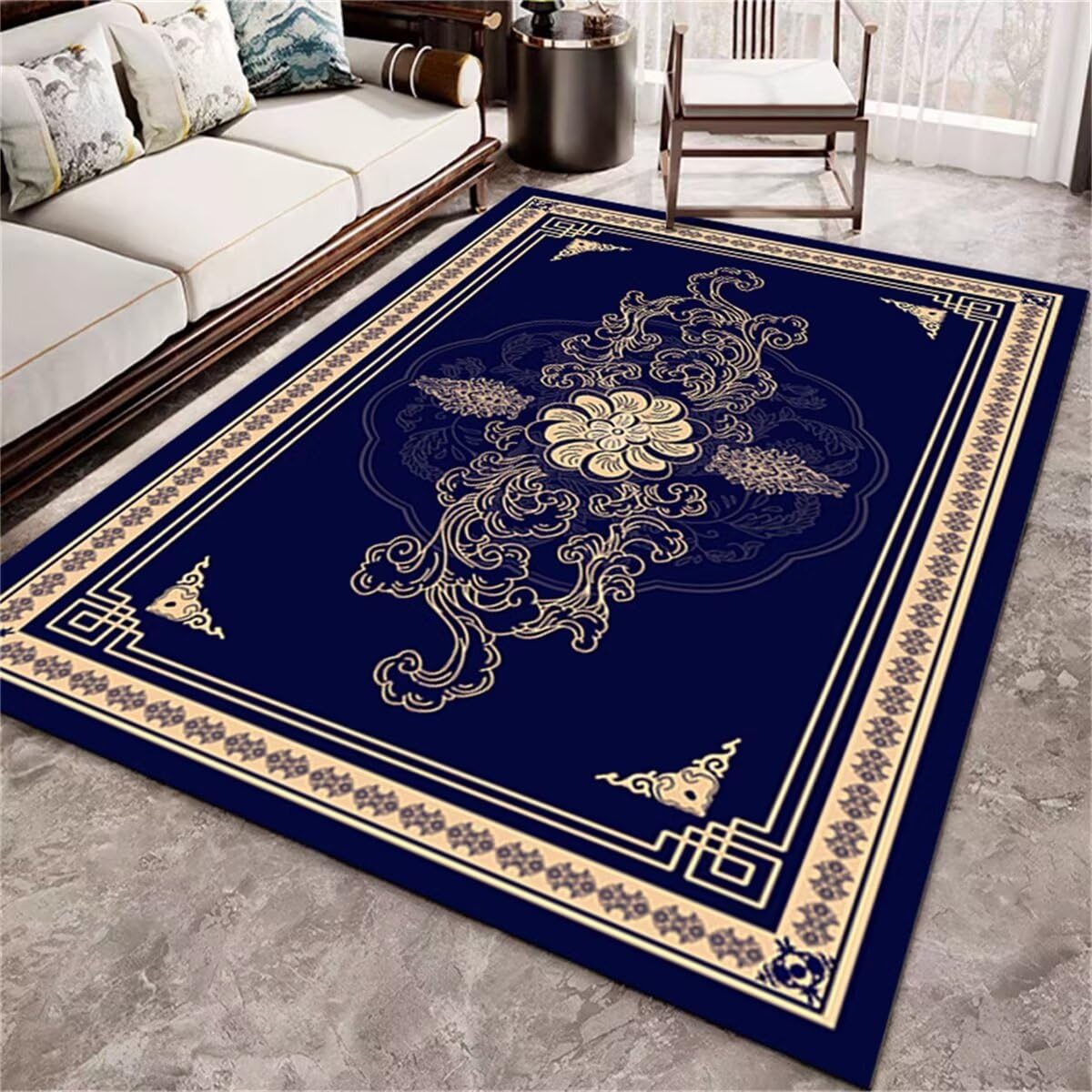 Tapis bleu lavable 160x230cm fini les sols froids sur la terrasse