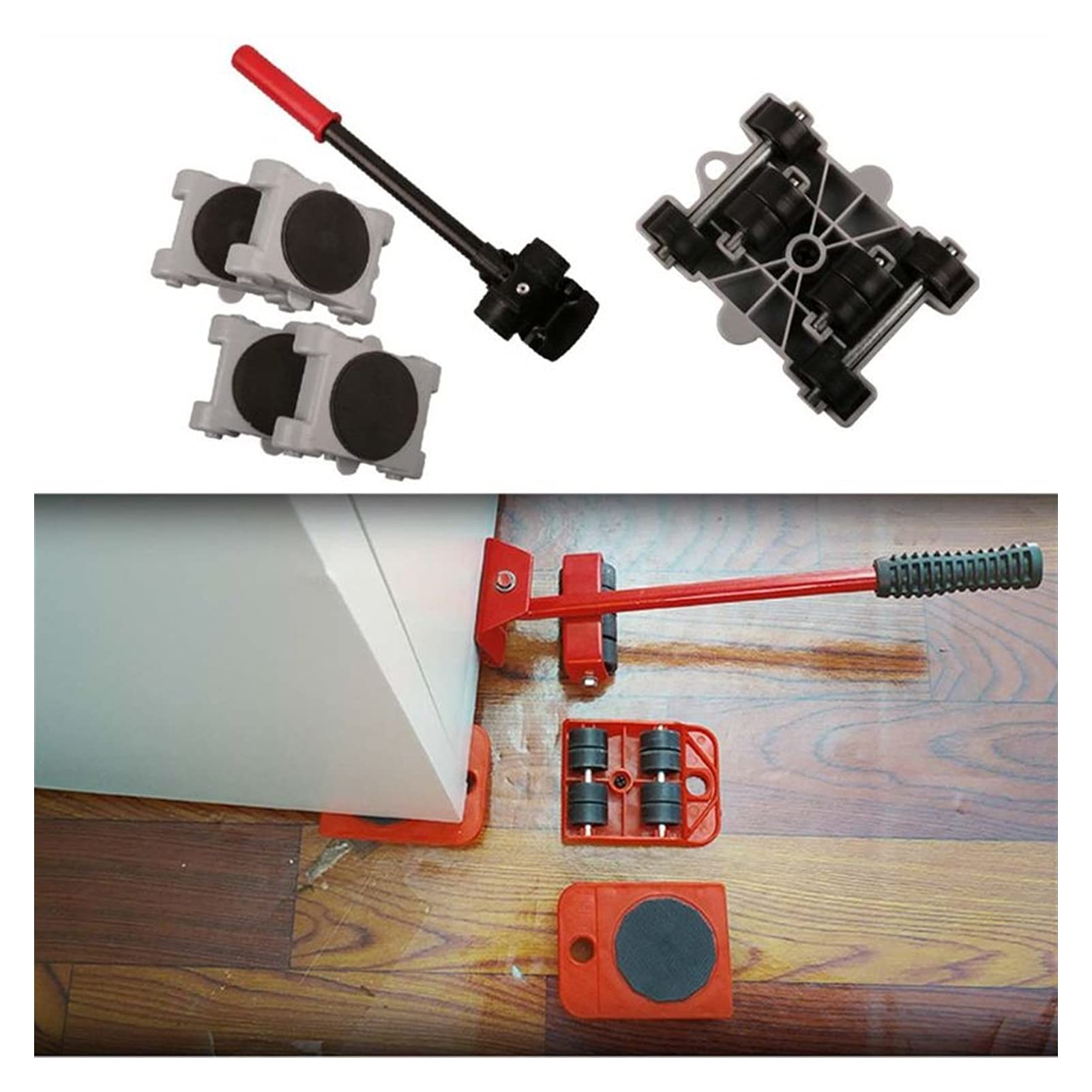Set per trasloco di mobili pesanti con cric e ruote, resistenti alla corrosione, utensili manuali per un facile trasporto e sollevamento, ideale per uso in affitto o a casa
