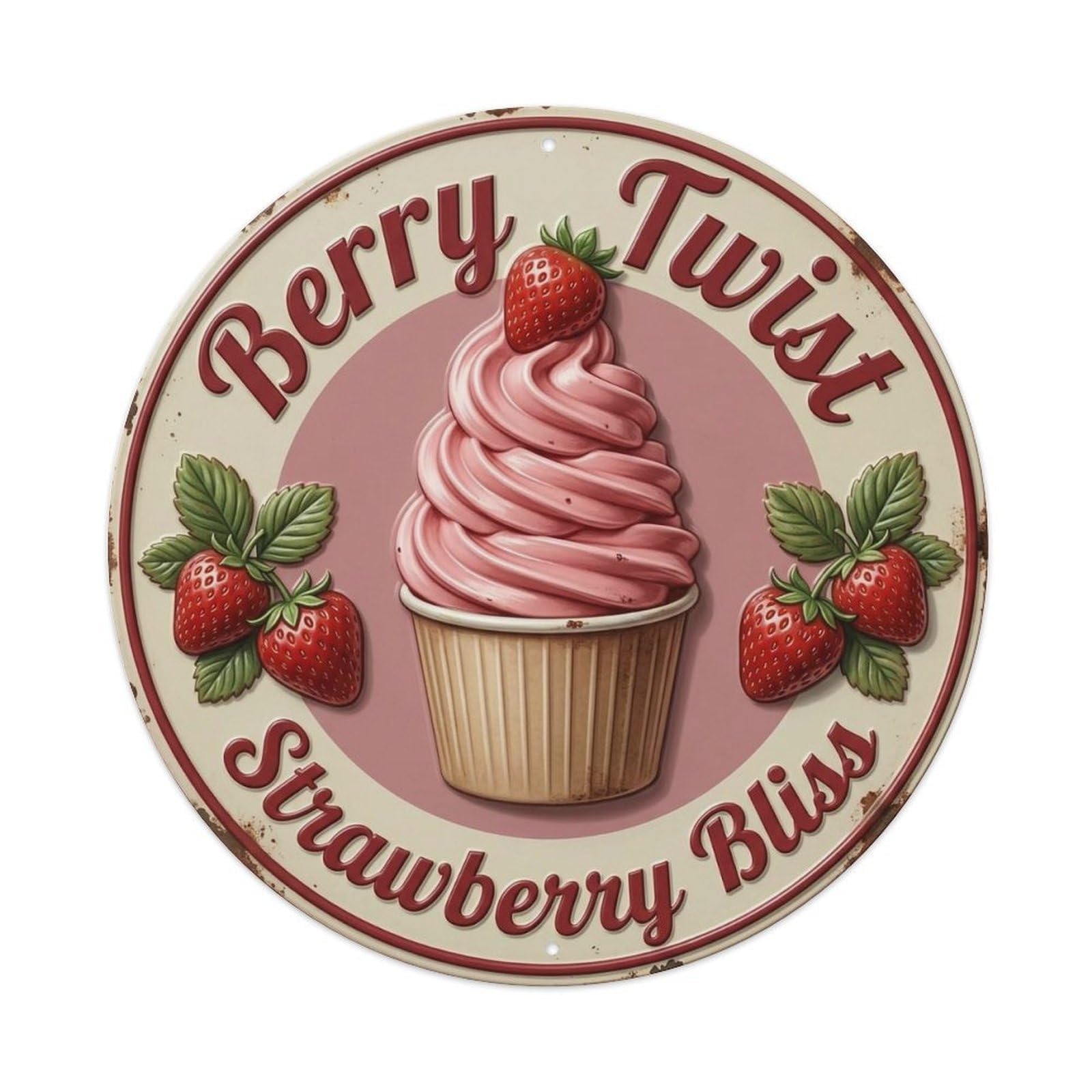 Berry Twist Retro Circle Metal Tin Sign
