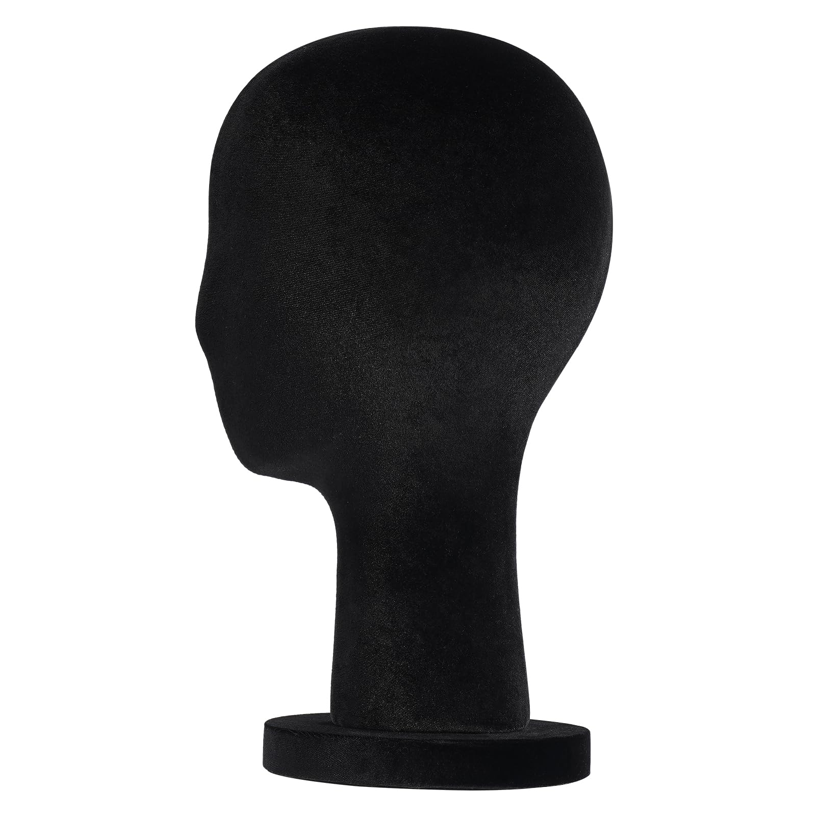 TIFLKibt Short Velvet Wig Holder with Round Base, Mannequin Head Display for Wigs and Hats, Black Female Mannequin Head Stand for Salon, Home, Beauty Use