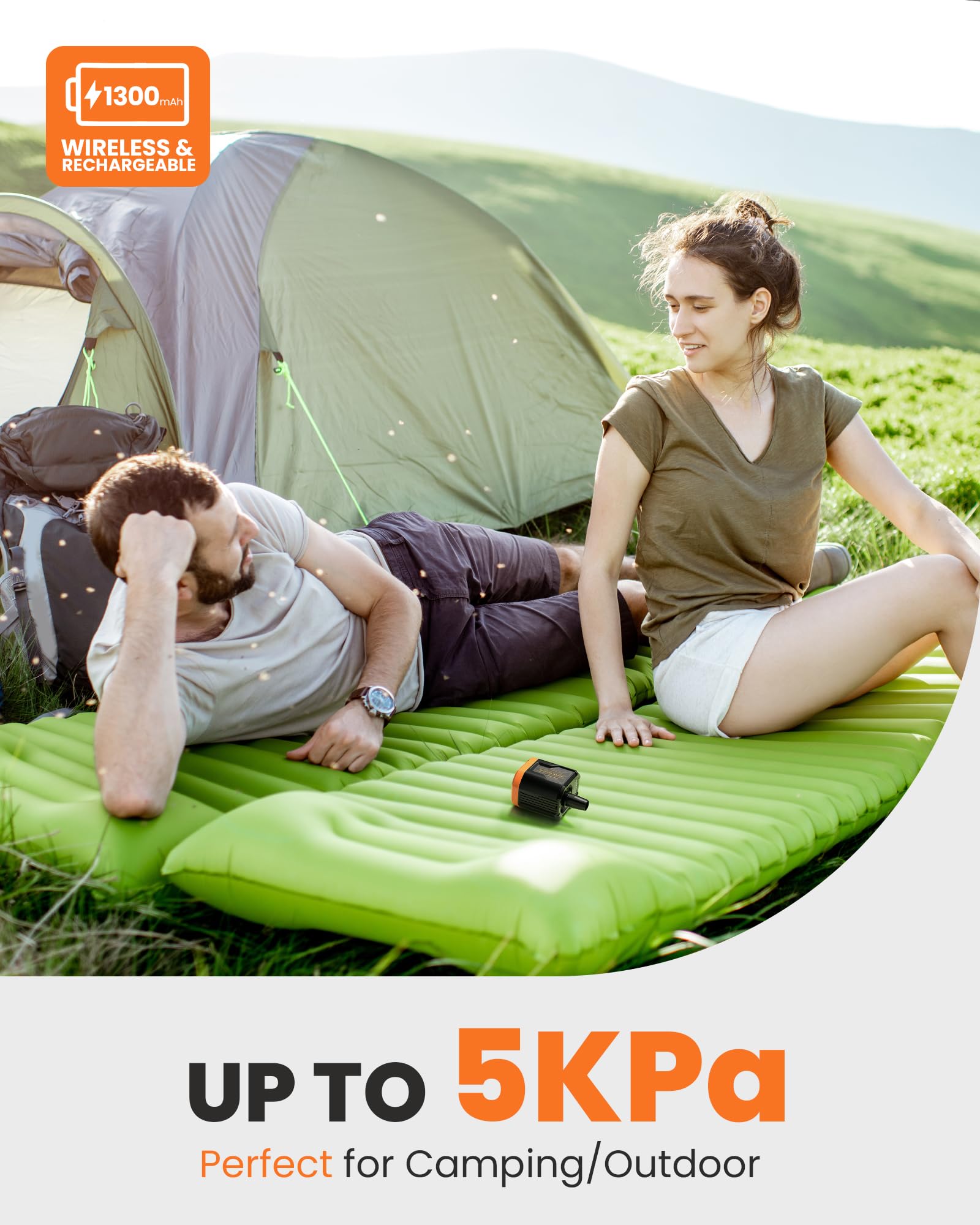 OutdoorMaster Bonito 5kPa Portable Electric Air Pump for Inflatables 14.43Wh Rechargeable Mini Air Pump Inflator - Image 3