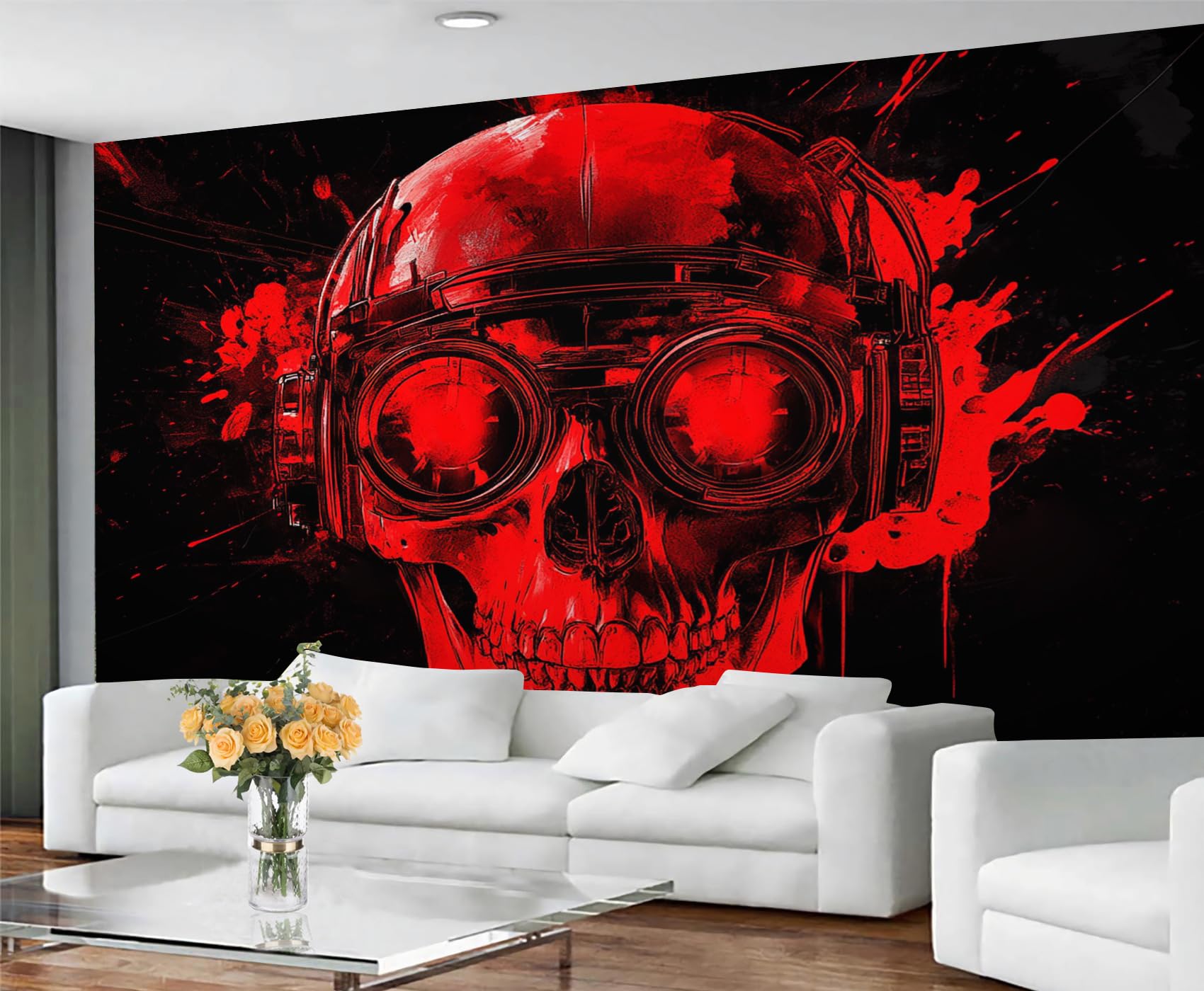 GIVLWF Wallpaper - Gothic Home Decor & Mural, Red Skull Bedroom Wallpaper, Halloween Theme Wall Paper for Living Room, Large Wall Mural (Not Self-Adhesive) — image 1