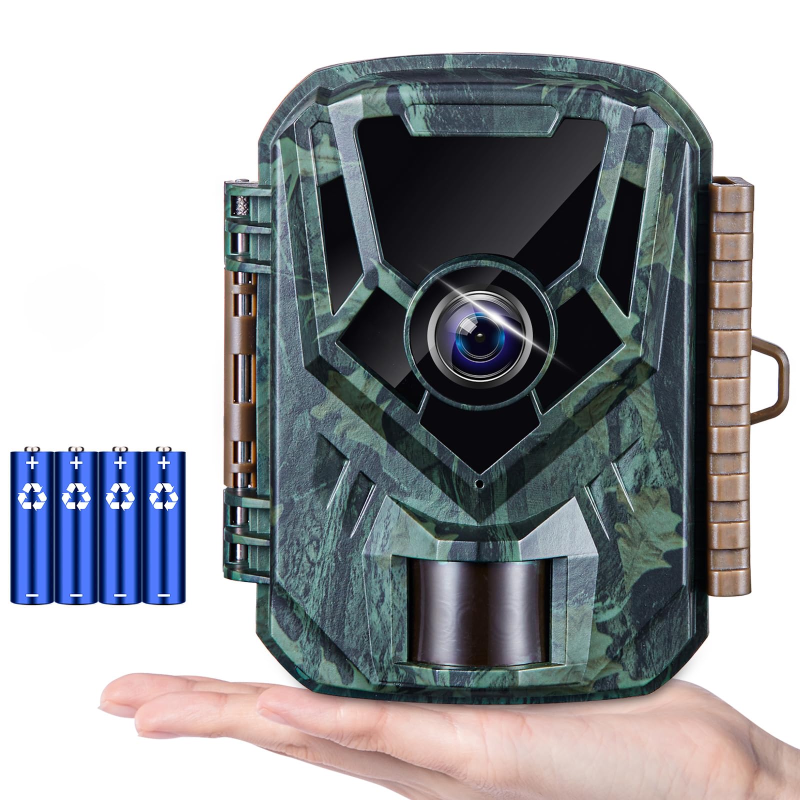 KJK トレイルカメラ 小型 防犯カメラ 野生動物監視カメラ 動画2.7k 静止画3600万画素 赤外線 乾電池式 超高速トリガー 夜間低輝 搭載 人感センサー IP66級防水防塵 屋外 屋内監視 センサーカメラ 電池式 暗視カメラ 内蔵録音マイク 32GB メモリーカード付き