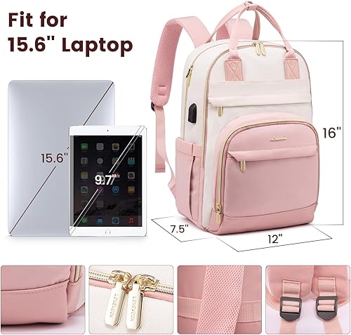 Miniatura 10 de LOVEVOOK Mochila para computadora portátil para mujer, mochilas de viaje, bolsa antirrobo, bolsa de mochila, bolsas de computadora con USB,