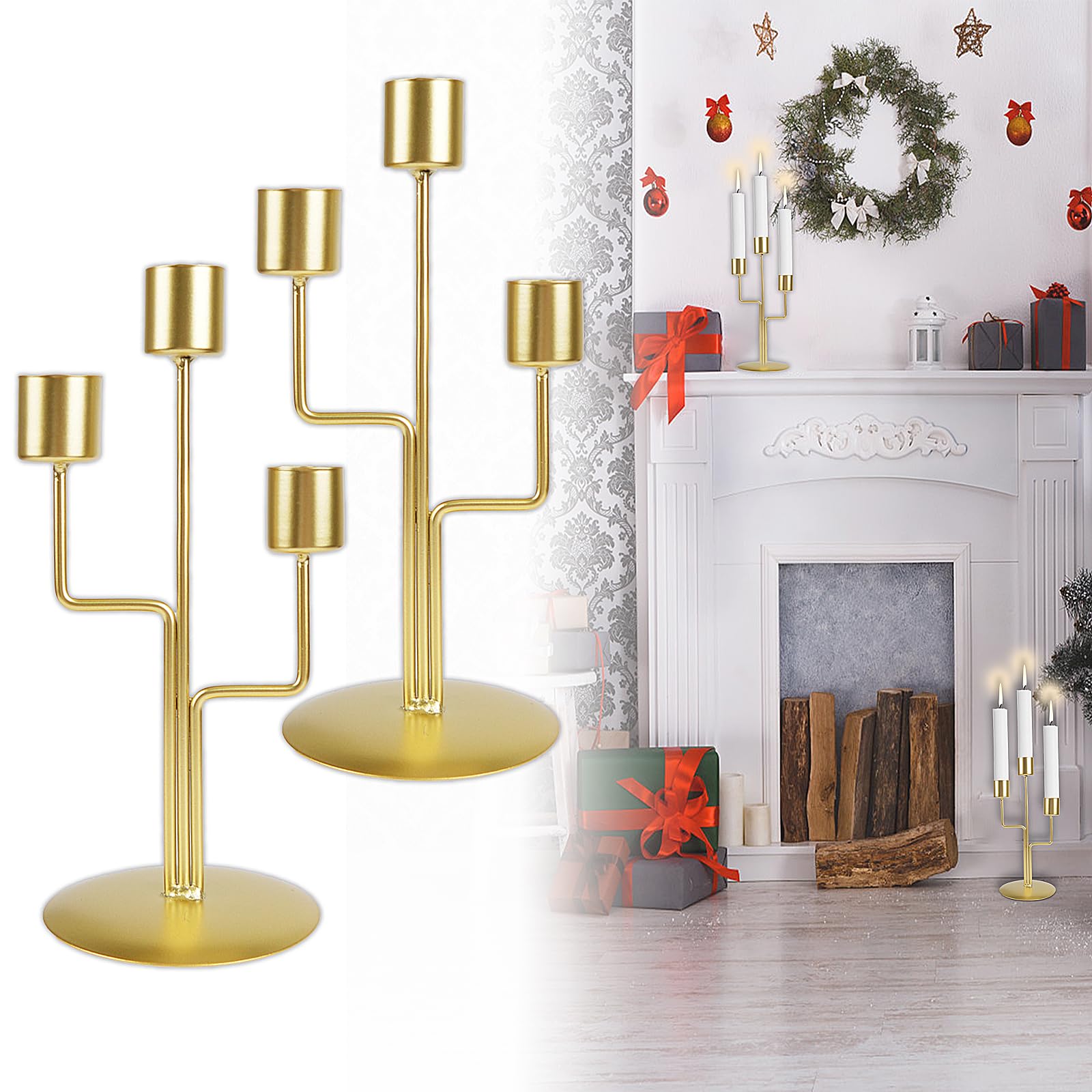 Juego De 6 Portavelas Dorados Para Velas Cónicas - Alturas Variadas, Metal Resistente, Ideal Para Centros De Mesa