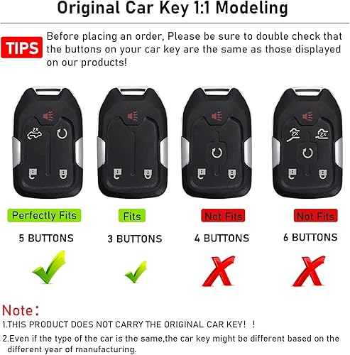 Miniatura 2 de Moonlinks Funda de aleación de zinc para llavero de 5 botones compatible con Chevy SilveradoGMC Sierra 1500 2500HD 3500HD 2019-2022, funda de