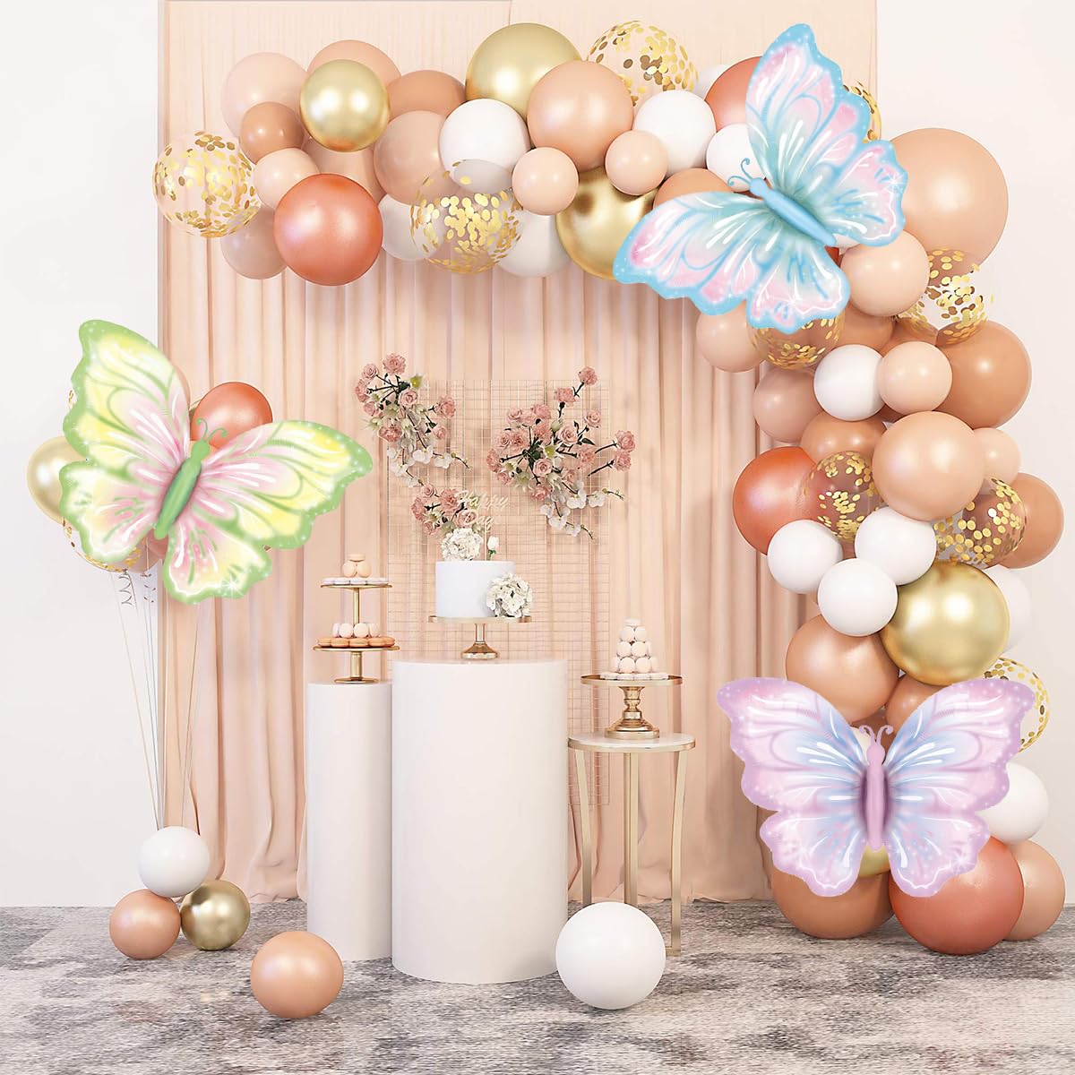 Beeveer Sfondo in legno da 91 cm con ali di farfalla grandi sagome in piedi da principessa decorazione per baby shower festa di compleanno (viola