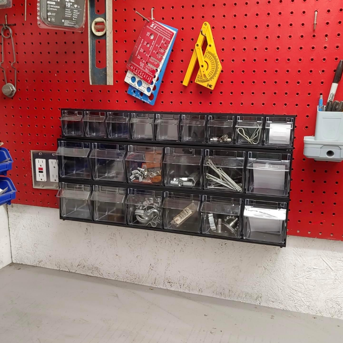 Transparent Tilt Storage System Organizer Bins Tool Organizer for Hardware and Craft (21)