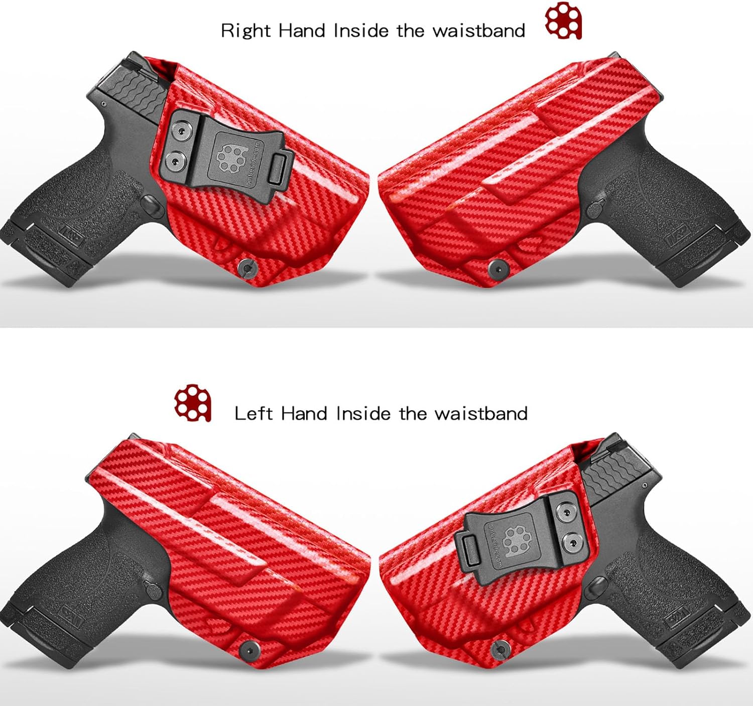 Amberide IWB Kydex Holster for Smith & Wesson M&P Shield M2.0 9mm/.40 with Crimson Trace Laser, Concealed Carry, Adjustable Cant, Posi-Click Retention, Made in USA