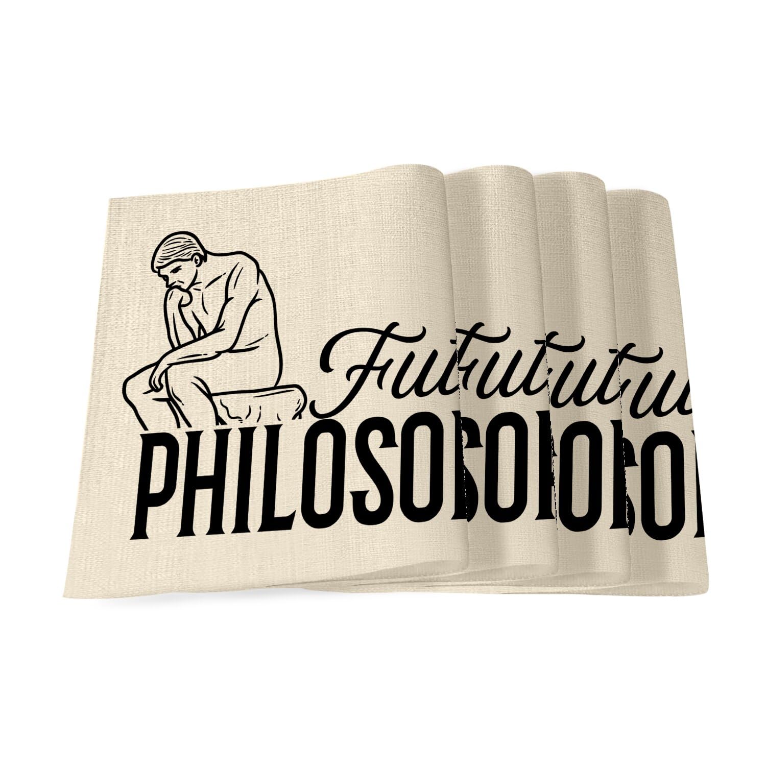 Sets de table en lin Future Philosophe grand format idée cadeau