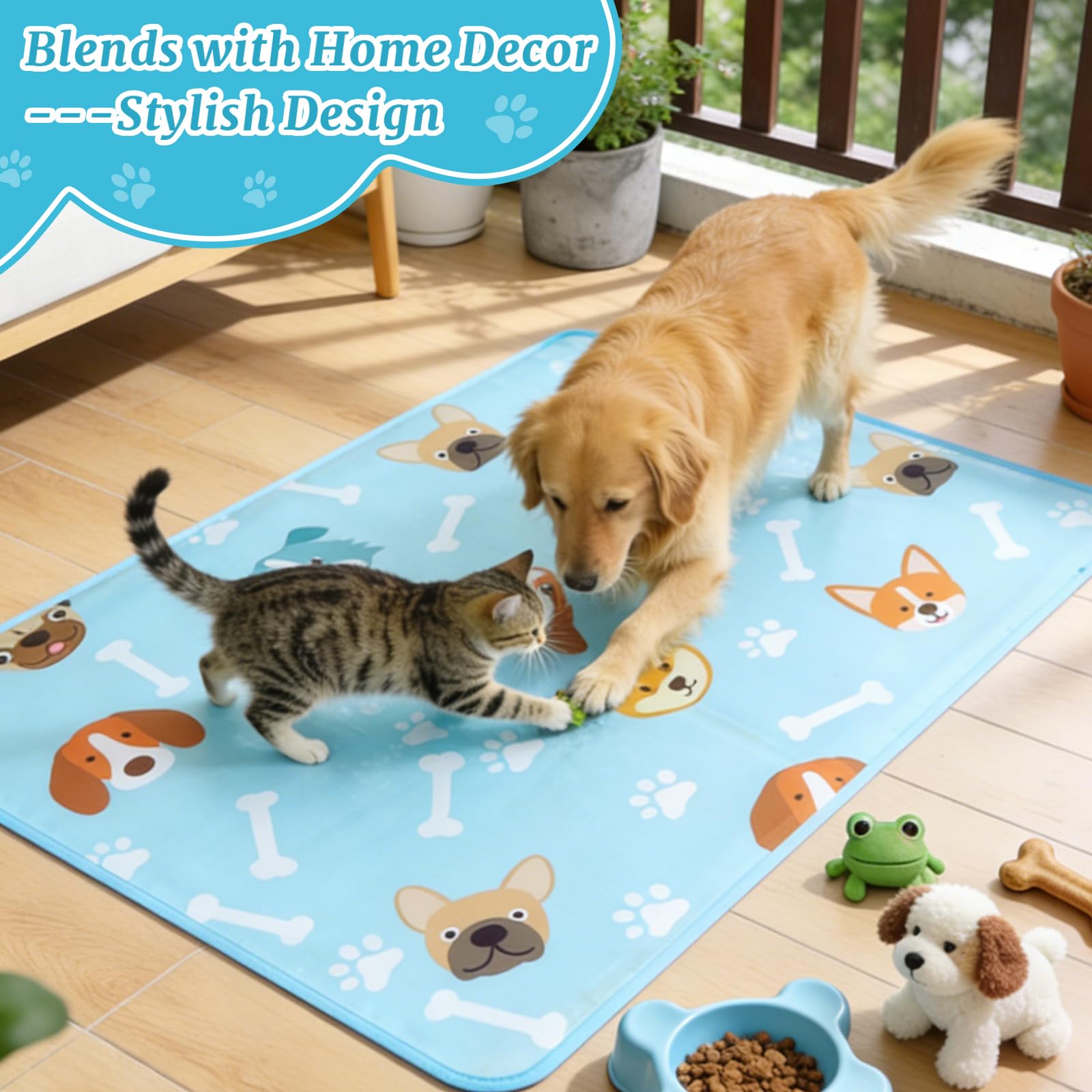 Tapis Rafraichissant Chien & Chat, Tapis de Refroidissement 90x60 cm pour Chien et Chat, Lavable, Idéal pour la Maison, Extérieur et Voiture