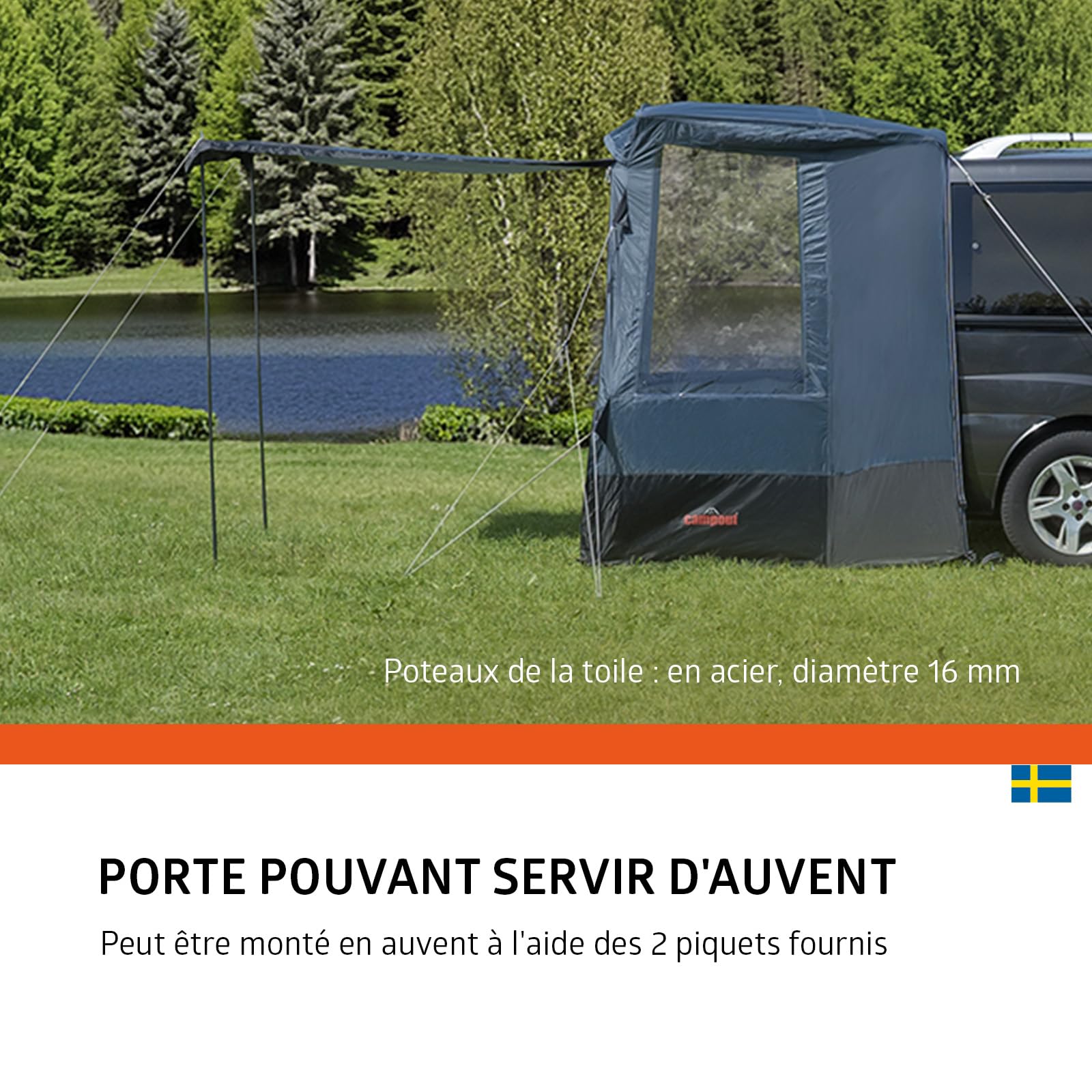 Campout Tente Hayon Voiture – Tente Coffre Camping – 3000 mm Étanche – Espace Abrité Supplémentaire – INCL. Poteaux d’Auvent – Hauteur 175–190 cm