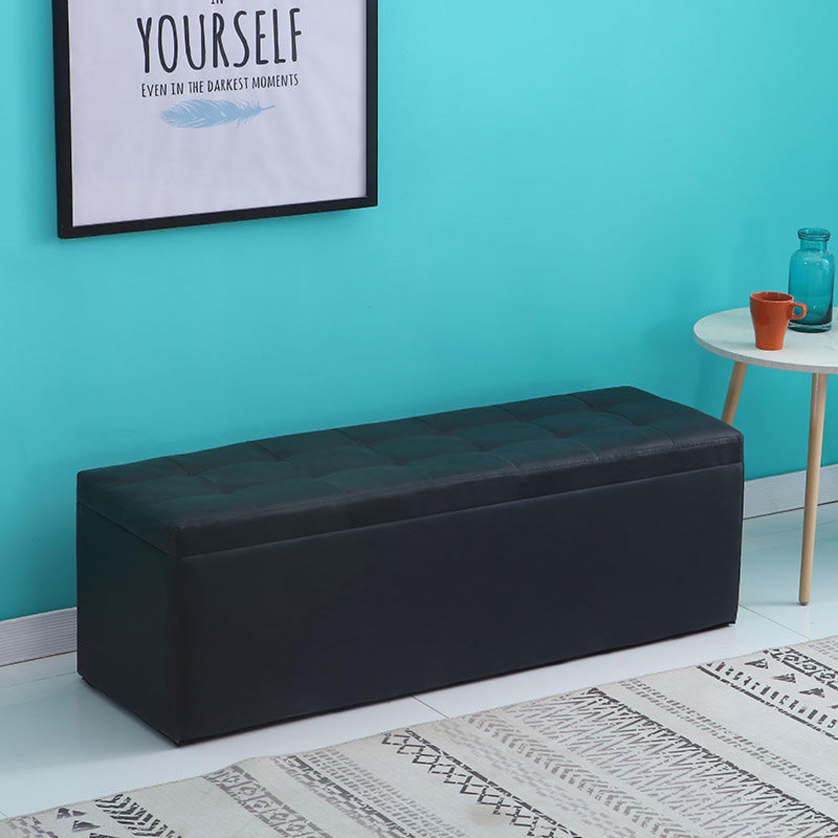 スツール 収納 ベンチ キューブスツール 長方形 茶色 合皮 ベルベット