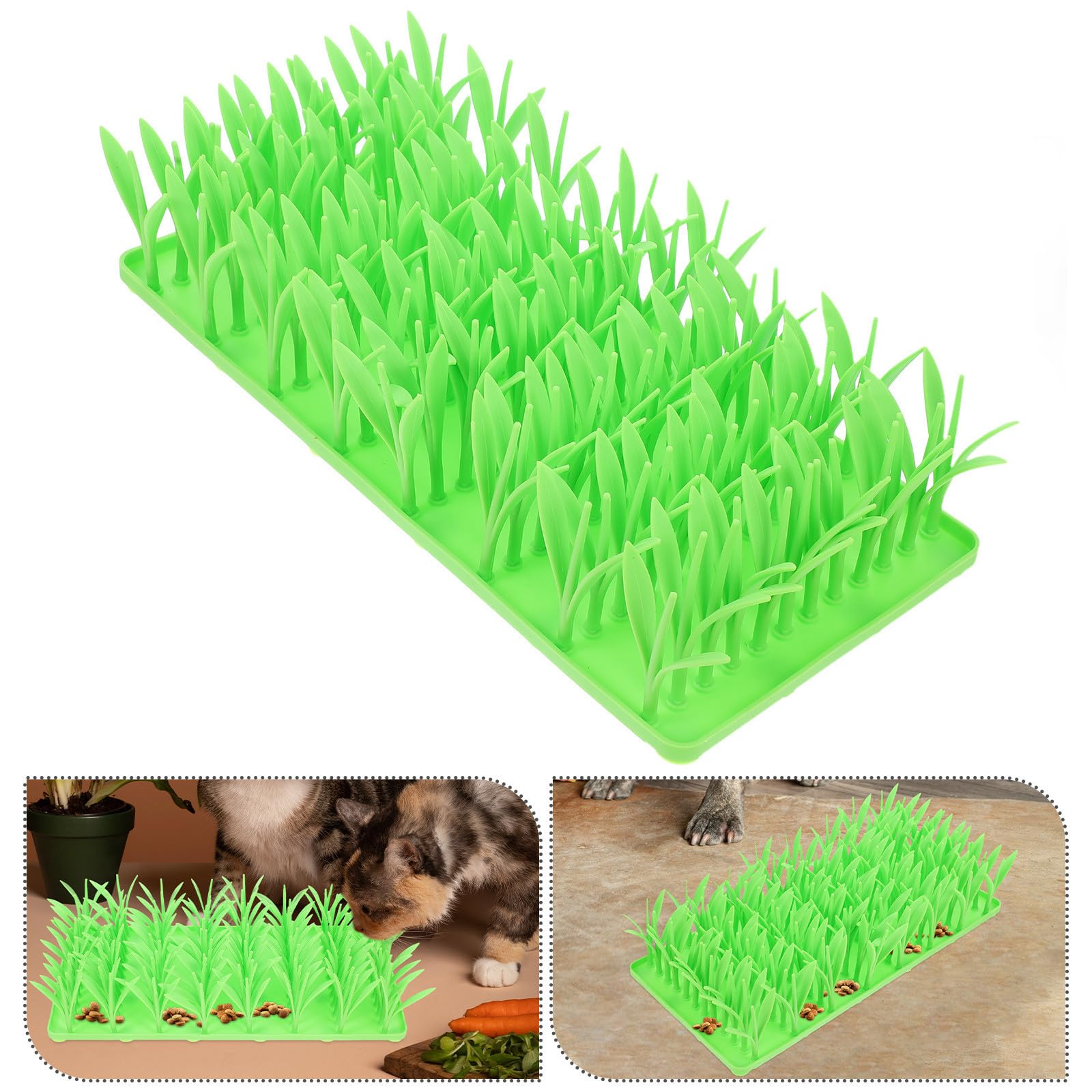Silikon Grasmatte Slow Feeding Interaktive Futtermatte für Katzen und Hunde rutschfest Hellgrün