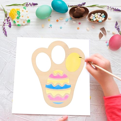 Miniatura 5 de 2 plantillas de conejo de Pascua para pintar en el césped, plantillas de madera de conejo de Pascua, plantillas de huevo, plantilla de pata de