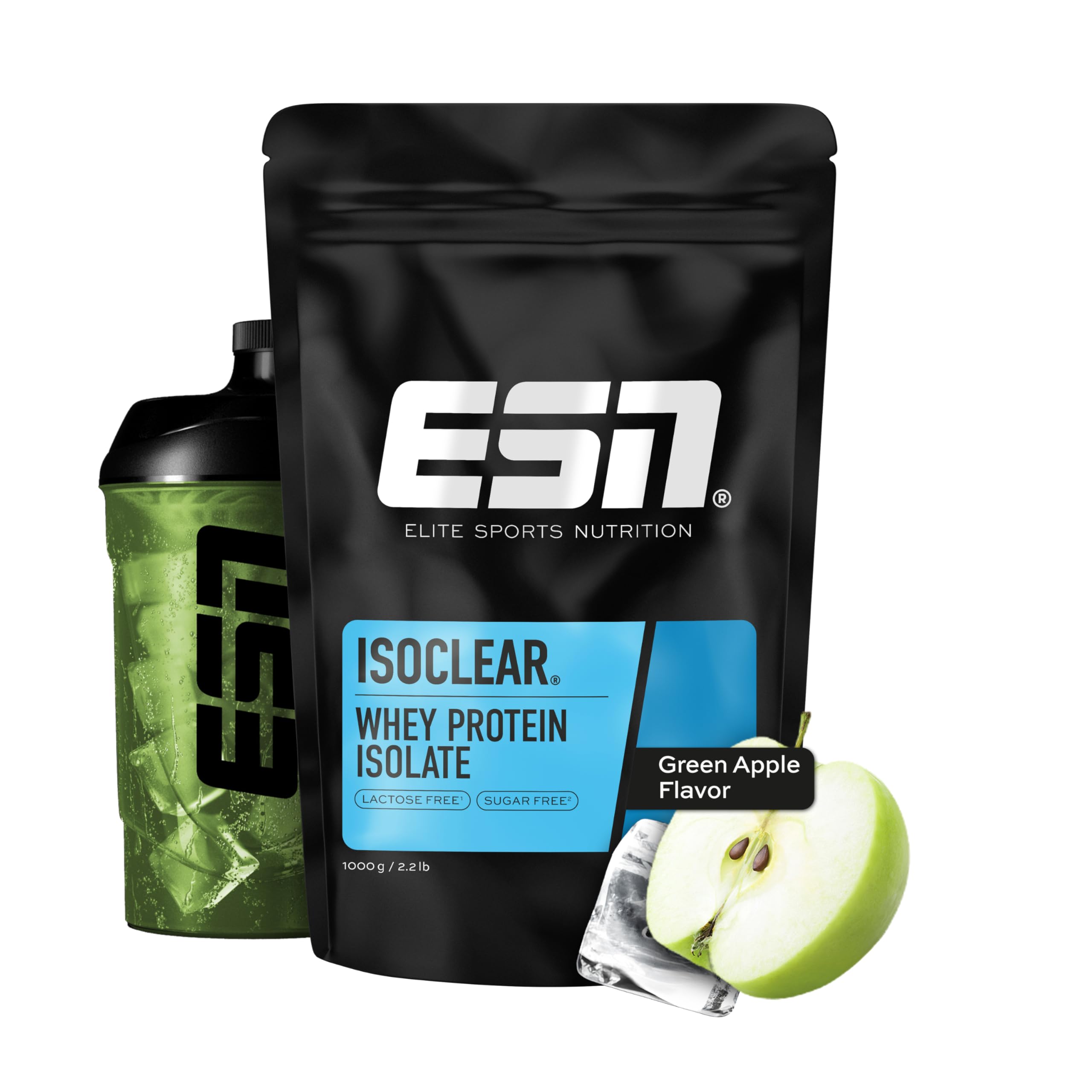 ESN ISOCLEAR Whey Isolate, Mela verde, 1000 g | Limonata proteica dal gusto fruttato e delizioso, siero di latte chiaro - prodotto in Germania