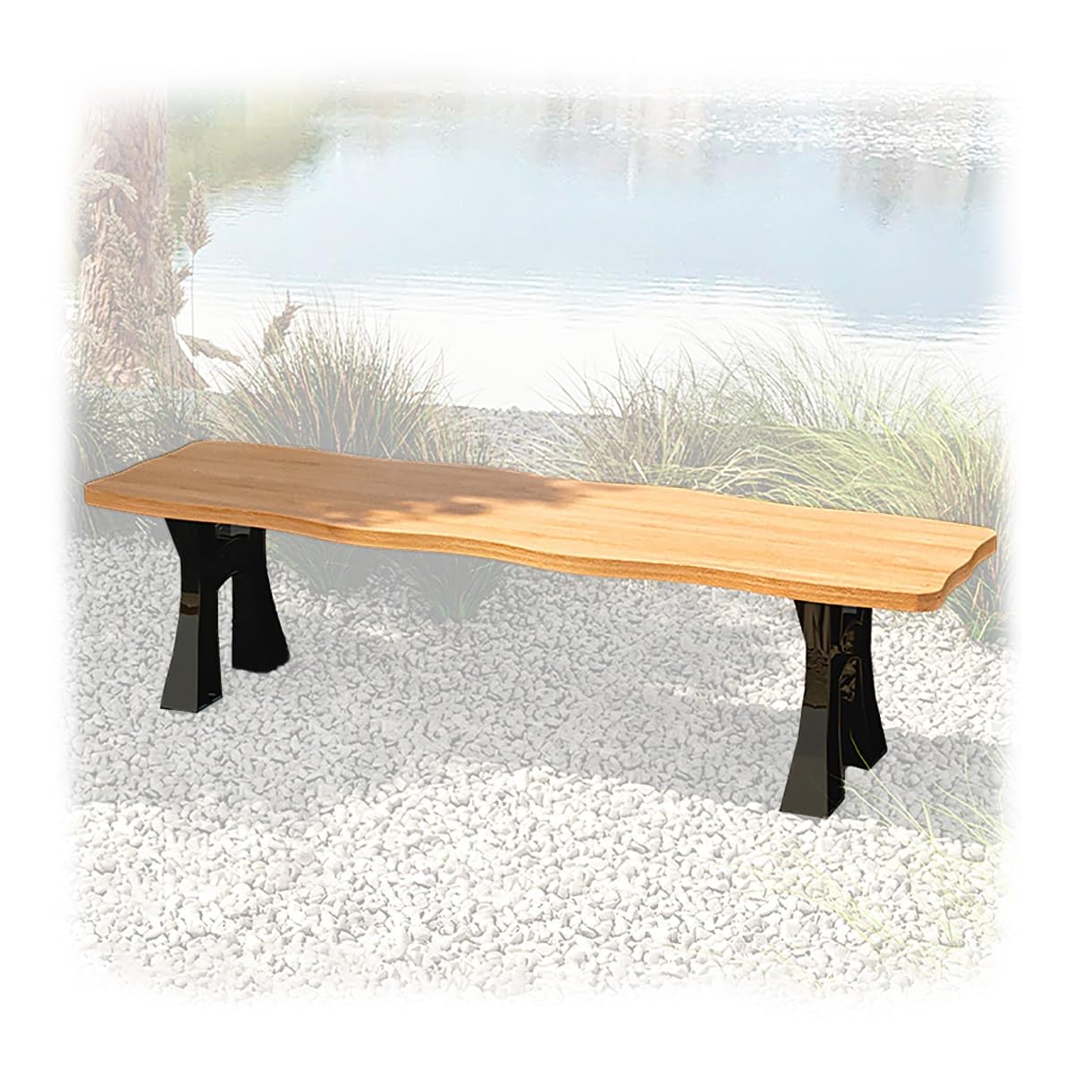 Banc de patio en bois massif anti-UV banquette extérieure sans dossier