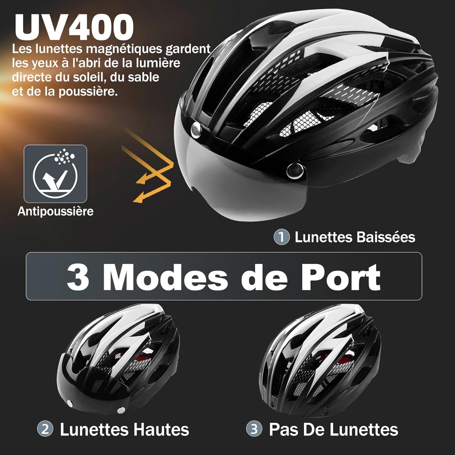 Casco da Bici da Uomo, KINGLEAD Casco da Bici con Luce Casco da Adulto con Visiera Magnetica Casco da Bici MTB, Casco da Bici da Strada Leggero Regolabile (KL-19)