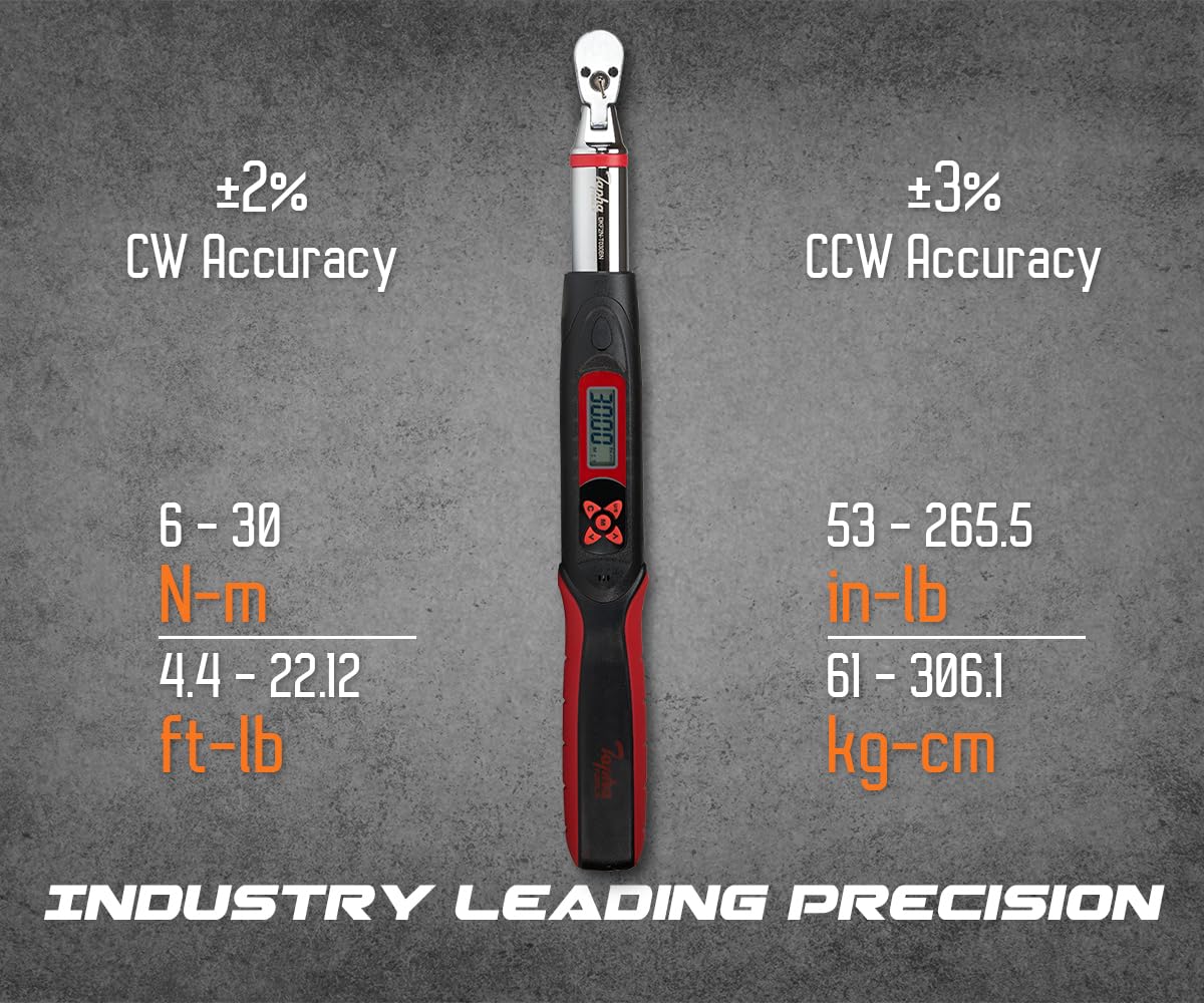 Snapklik.com : Tapha Tools 1/4 Inch Flex-Head Digital Torque Wrench, 1. ...