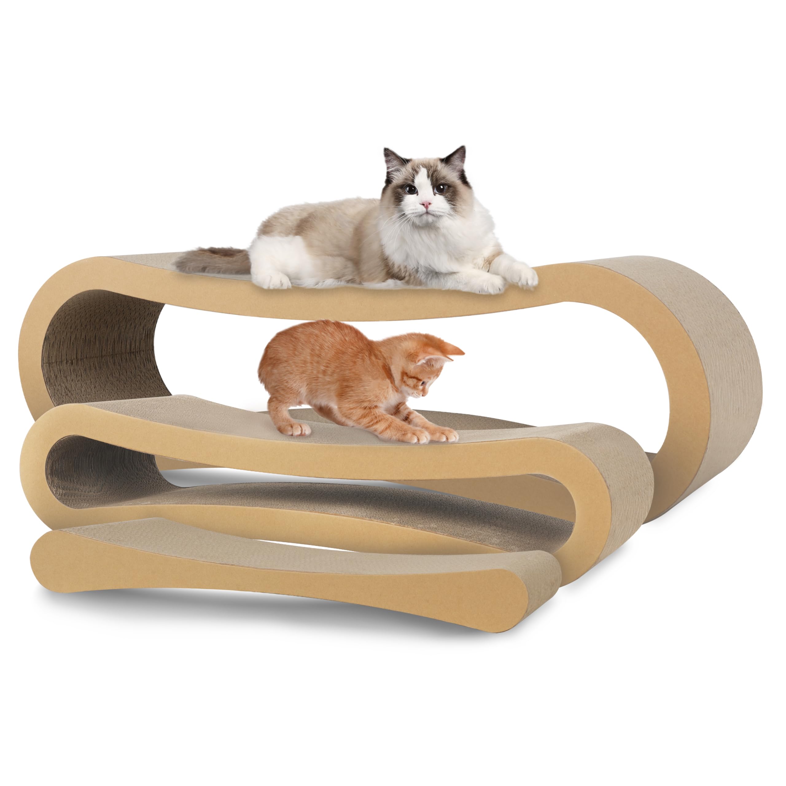 FluffyDream 3 in 1 Cat Scratcher Cardboard, Cat Scratching Board Furniture Protector, Cat Scratching Post, Cat Beds for Indoor Cats, Infinity Shape, X-Large