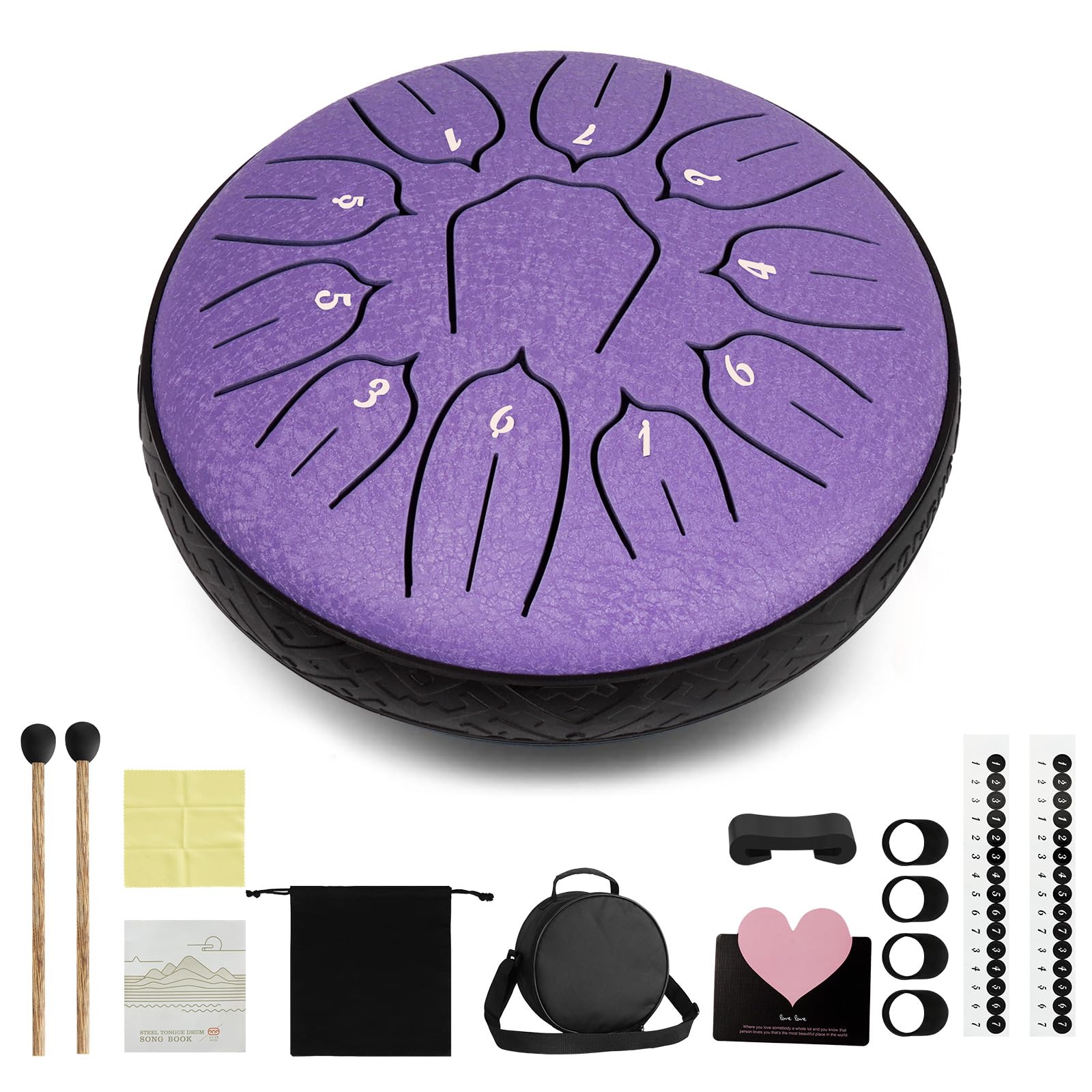 UCAMP Tamburo Handpan,Steel Tongue Drum 6 Pollici,11 Note in Re maggiore,Strumento a Percussione con Bacchette,Borsa e Accessori,Ideale per Meditazione,Yoga e Lezioni di Musica per Principianti