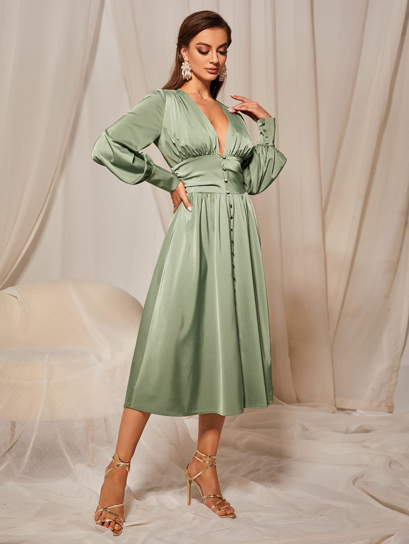mint green empire waist dress Girl's Ruffle Empire Waist Dress – Cotton Blank for Embroidery & Boutique | 9 Colors | Sizes 12M–10 main image 1