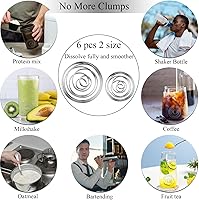 Vista 6 de 6 bolas agitadoras de repuesto para botella, 2 tamaños, bolas de mezcla de acero inoxidable para mezclador de proteínas, botella de bebida