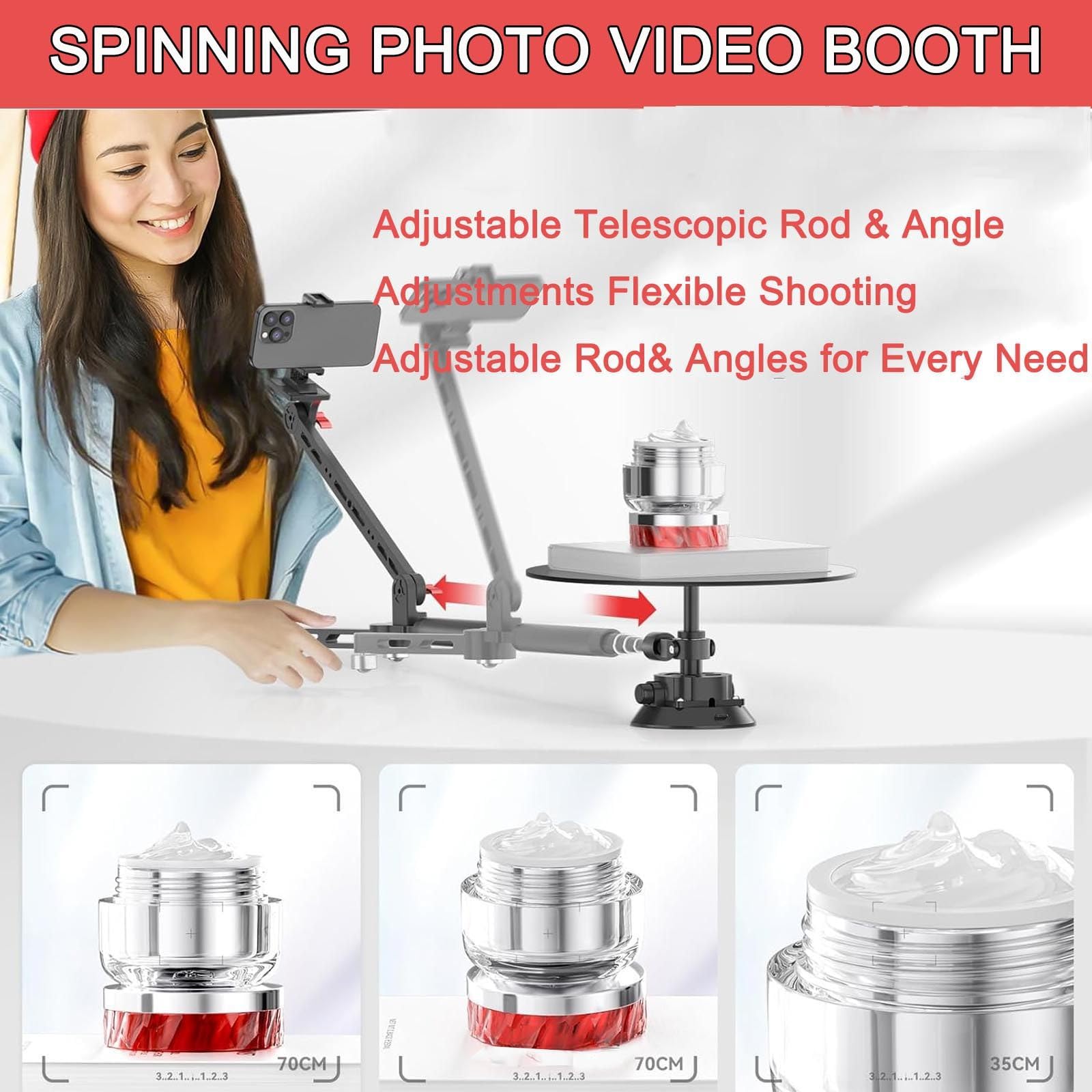 Slider Per Fotocamera Girevole A 360 Gradi | Piatto Girevole Pro Per Fotografia| Giradischi Girevole A 360 Gradi | Piattaforma Video Fotografico +Base A Ventosa +Scatola Portaoggetti ,Black