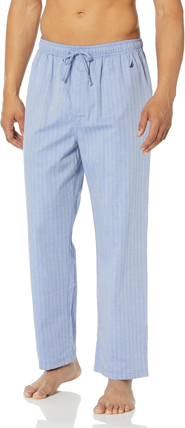 Nautica mens Soft Woven 100% Cotton Elastic Waistband Sleep Pajama Pant