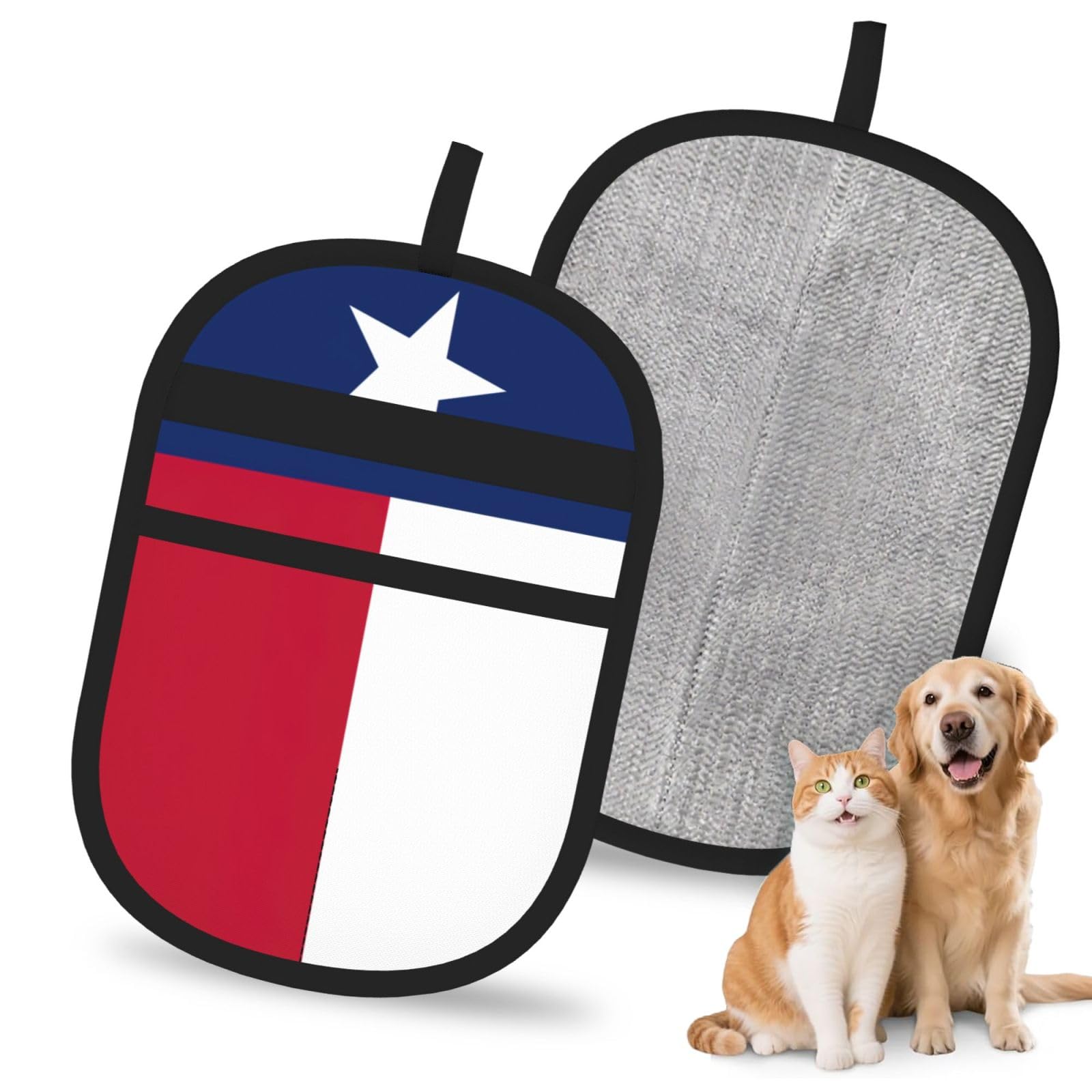 Flag Of Texas Print Pet Hair Remover Gloves Grooming Cleaning Accessory Reusable Deshedding Tool