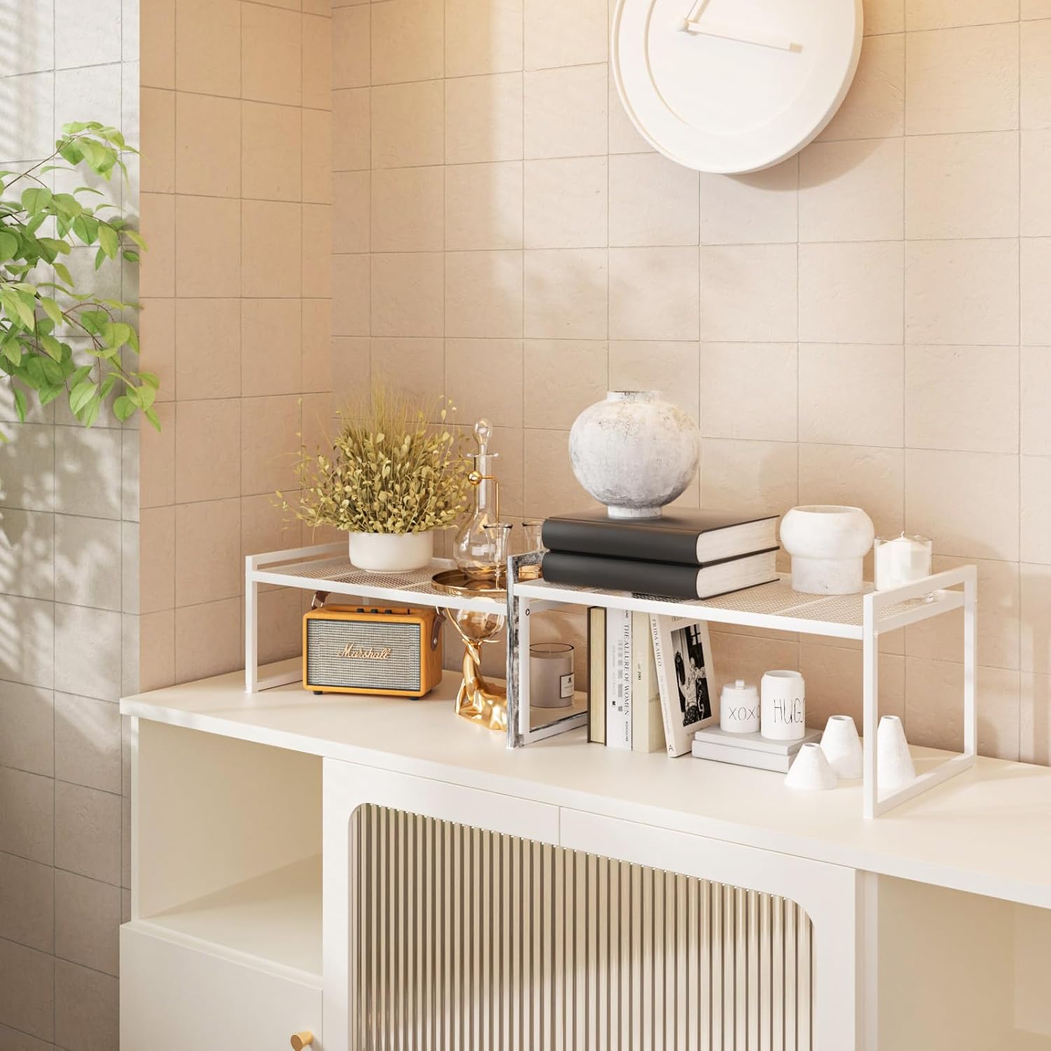 Set of 2 Cabinet Organizers 12.8''W 44 LBS Load Capacity Heavy Duty Kitchen Pantry Shelves Counter Countertop Storage Racks - Image 2