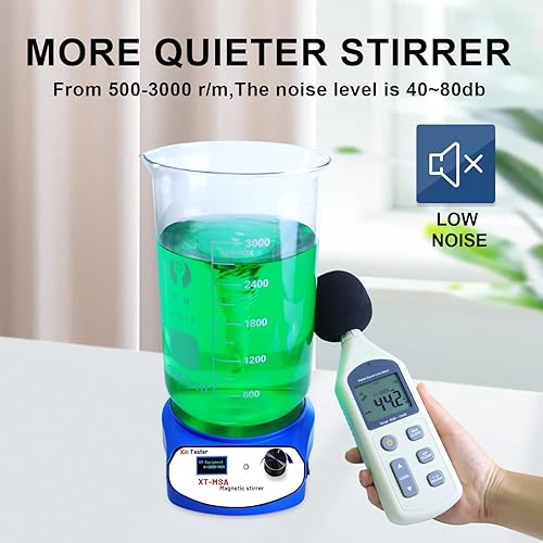 Miniatura 4 de Xin Tester Agitador magnético digital LED de 101.4 fl oz, mezclador magnético de acero inoxidable con barra de agitación, placa magnética para