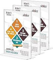 Vista 11 de NIUBEE Soporte acrílico para letreros de 8.5 x 11 pulgadas, paquete de 3 marcos transparentes horizontales, en forma de T, soporte de exhibición