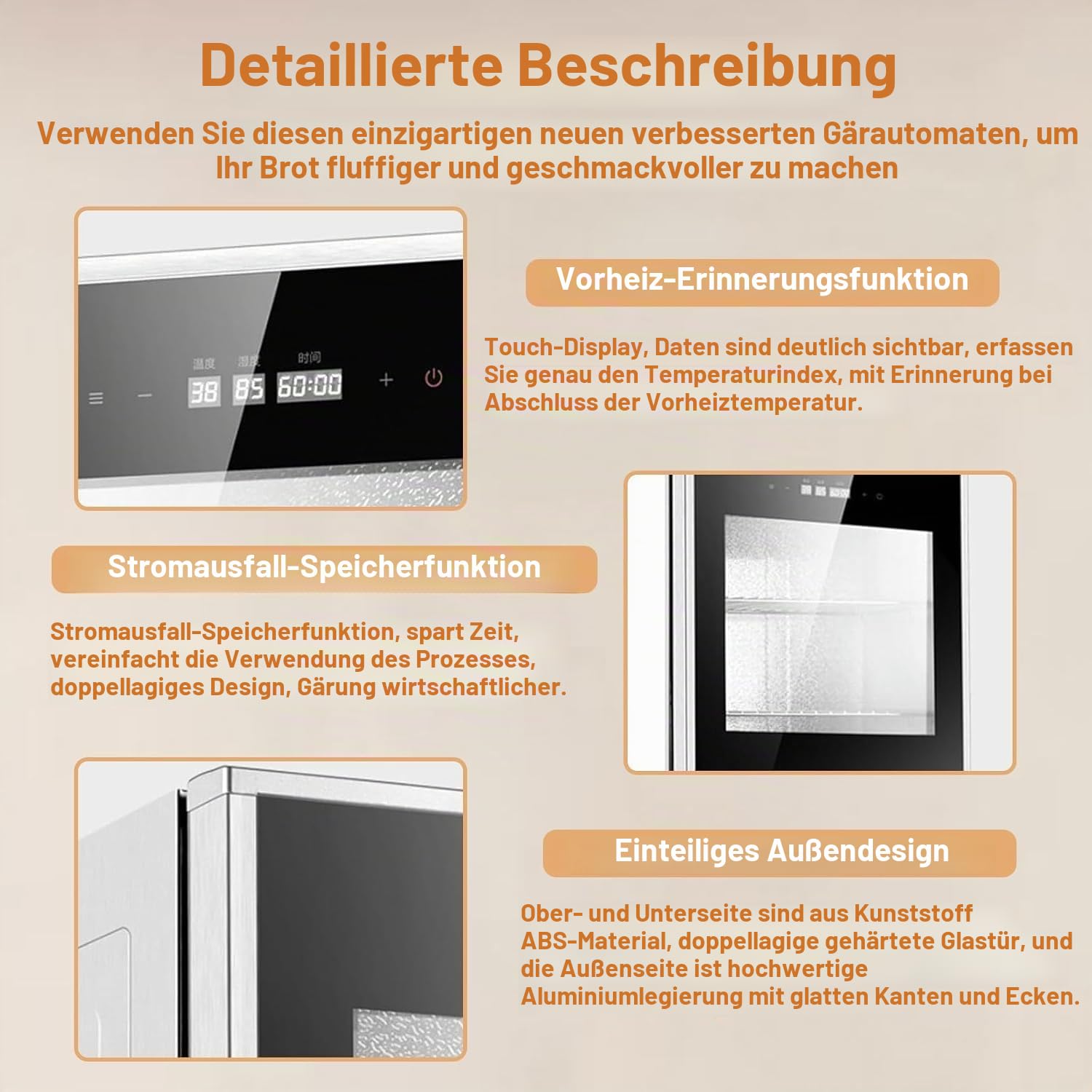 Kommerzieller Brotgärschrank 40 L Gärschrank Aus Edelstahl Mit Präziser Temperatur (20–50 °C) Feuchtigkeitskontrolle For Sauerteig Handwerklich Hergestelltes Brot Pizzateig Und Gebäck(220v)