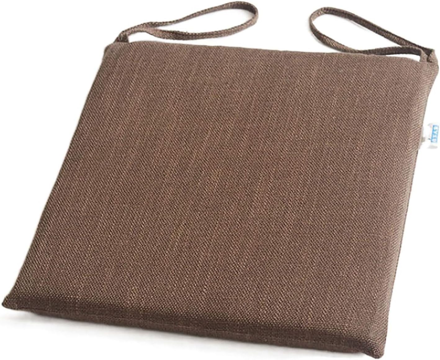 Chair Pad with Ties for Dining Chairs,16x16inch,Cotton Linen Seat Cushions with Machine Washable Cover,Square Cushion Tatami Floor Pillow-Brown 40x40cm