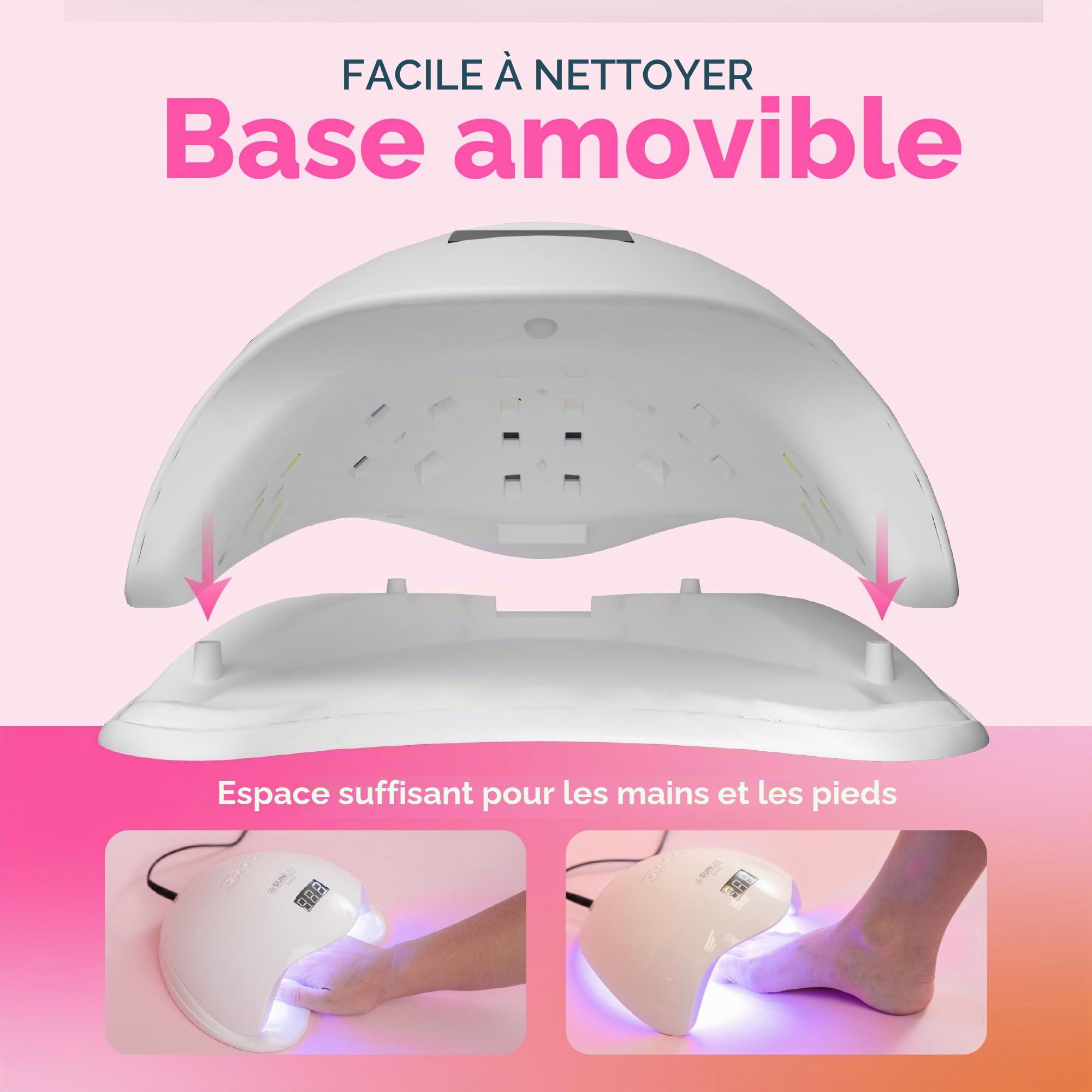 Lampe UV Sèche Ongles, SUNUV,36 LEDs Grand LCD Ecran, Séchoir à Ongles Automatique 4 Minuteries 10/30/60/99s Séchage Rapide, Adapté au Gel UV pour Usage Domestique et Professionnel