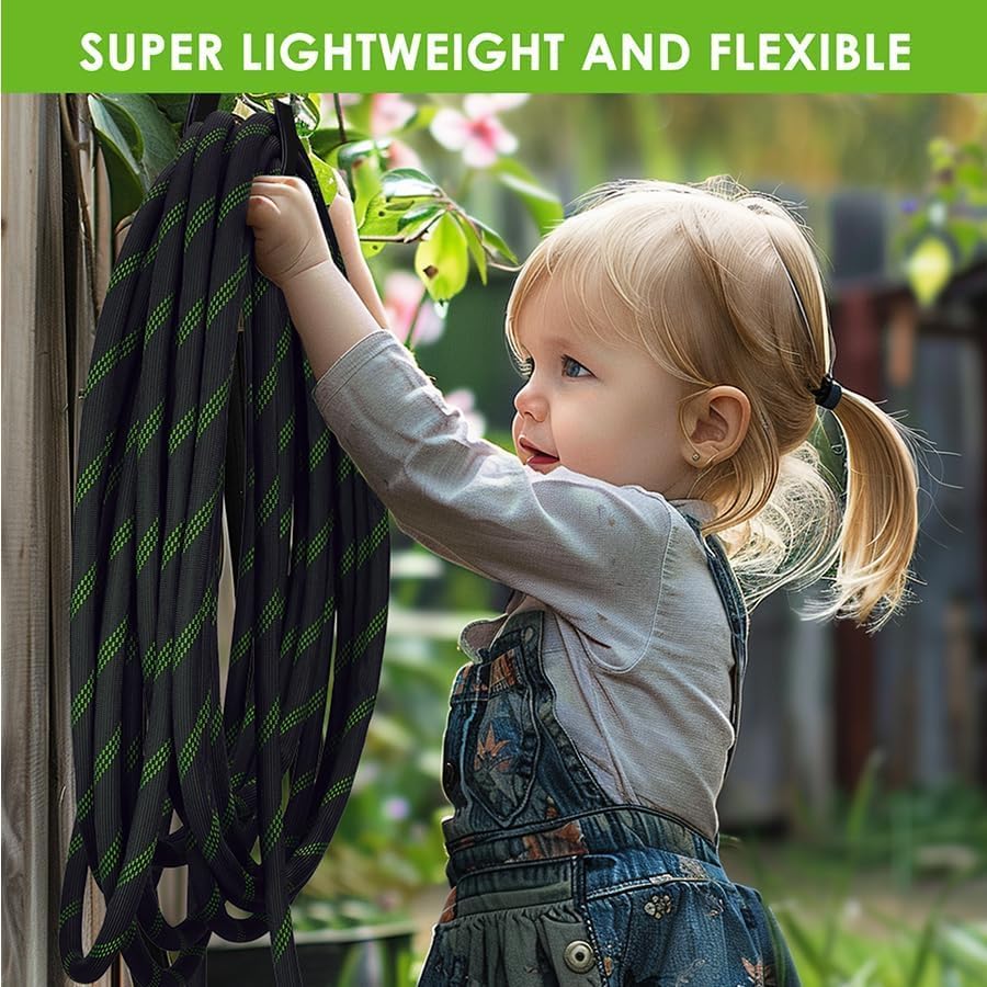 Miniatura 8 de Manguera de jardín no expandible de 75 pies, manguera de agua ultraligera y flexible con boquilla rociadora de 10 patrones, diseño de longitud