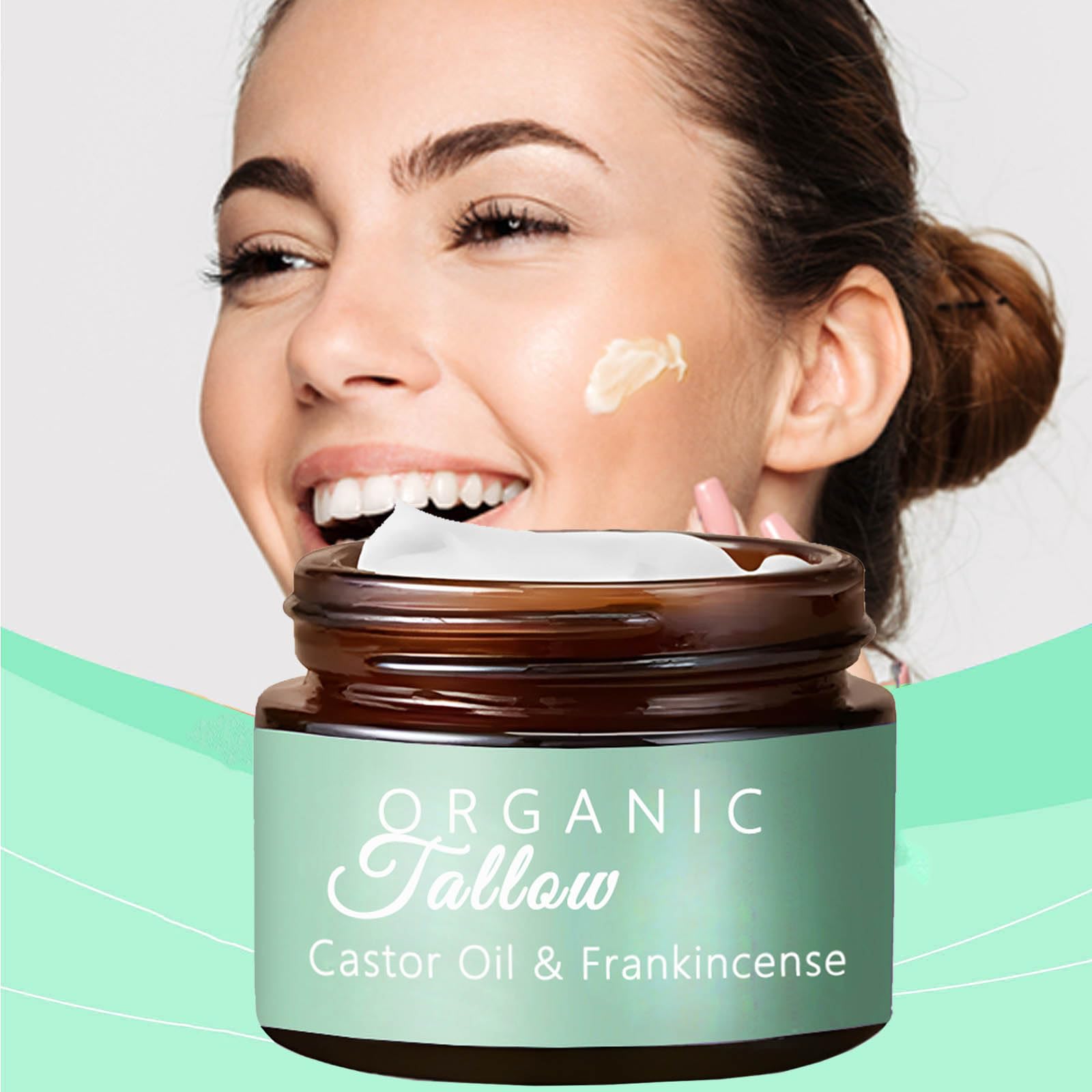 Grass-fed Beef Tallow with Frankincense Oil & Castor oil, Organic Beef Tallow Moisturizer for Skin, Tallow and Manuka Honey Cream for Face, Body (1)