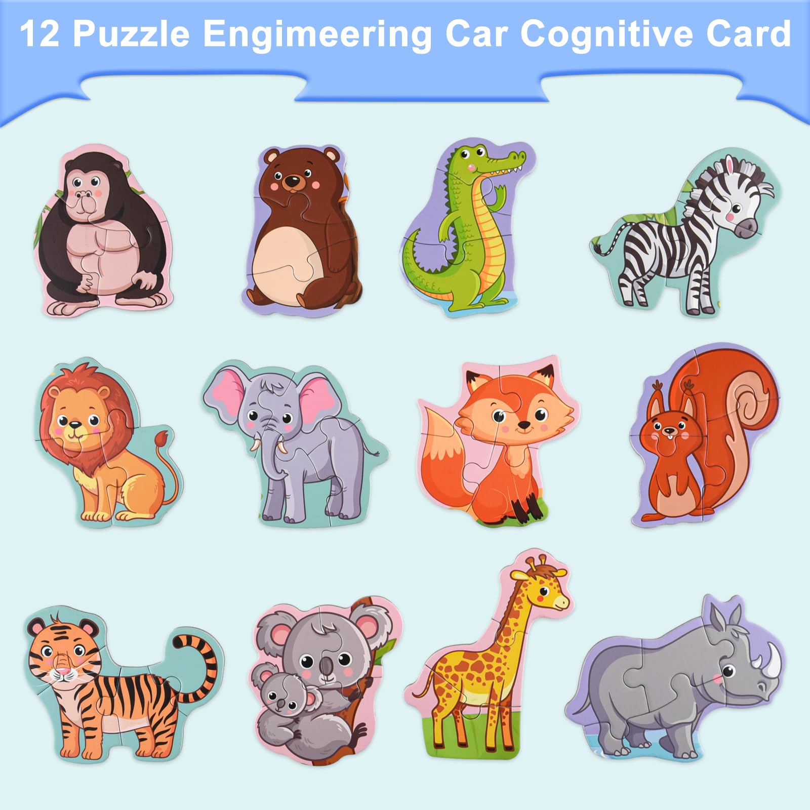 ASTARON Puzzle magnétique avec 80 autocollants gonflés pour tout-petits, 51 pièces 3-en-1 Puzzles de circulation préscolaire Éducation d'apprentissage Jouets de voyage Activités en voiture et avion