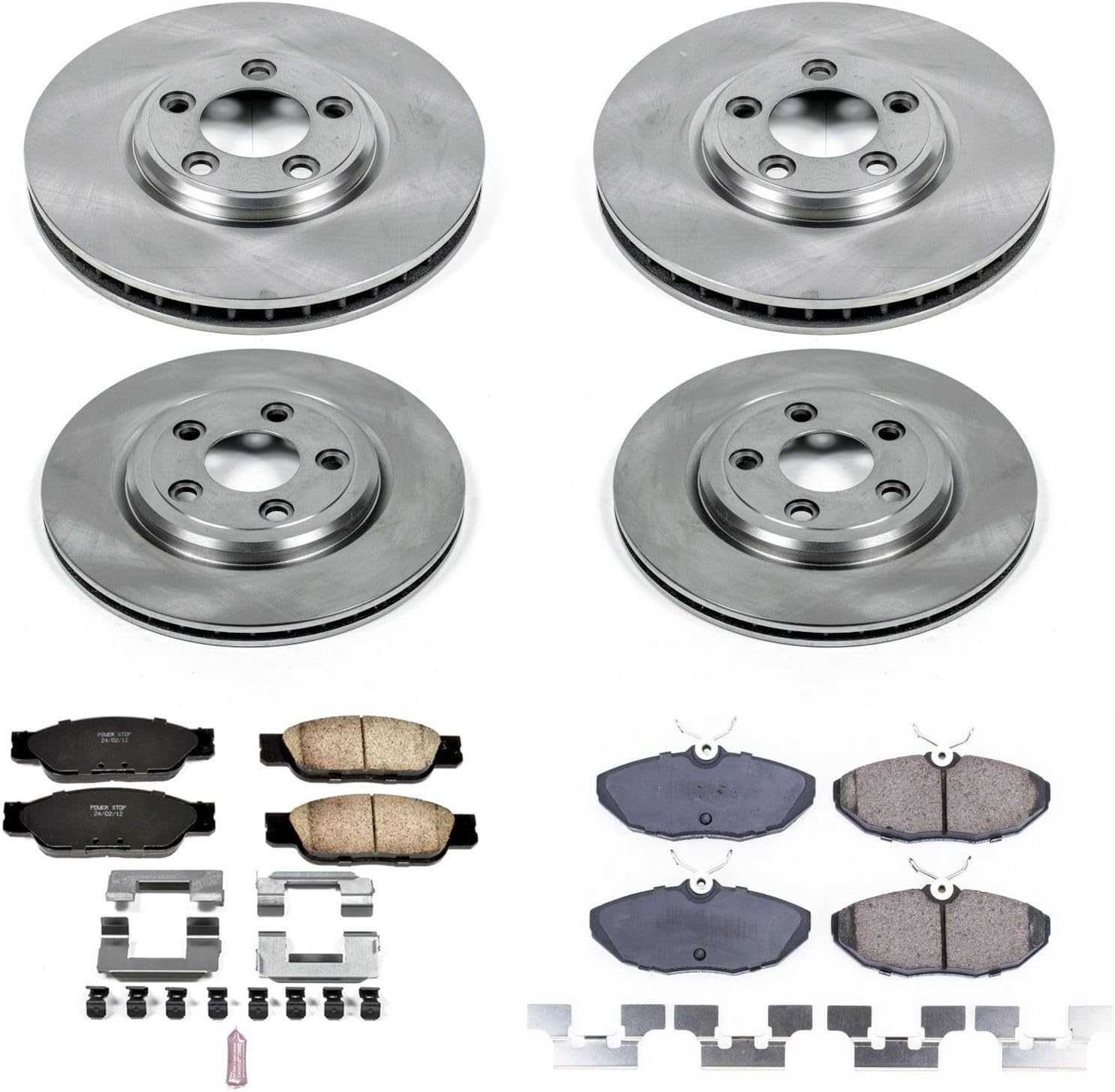 PowerStop Front and Rear Brake Kit For Ford Thunderbird 2002-05 | Lincoln LS 2000-06 - Disc Rotors & Ceramic Brake Pads Replacement, KOE7937