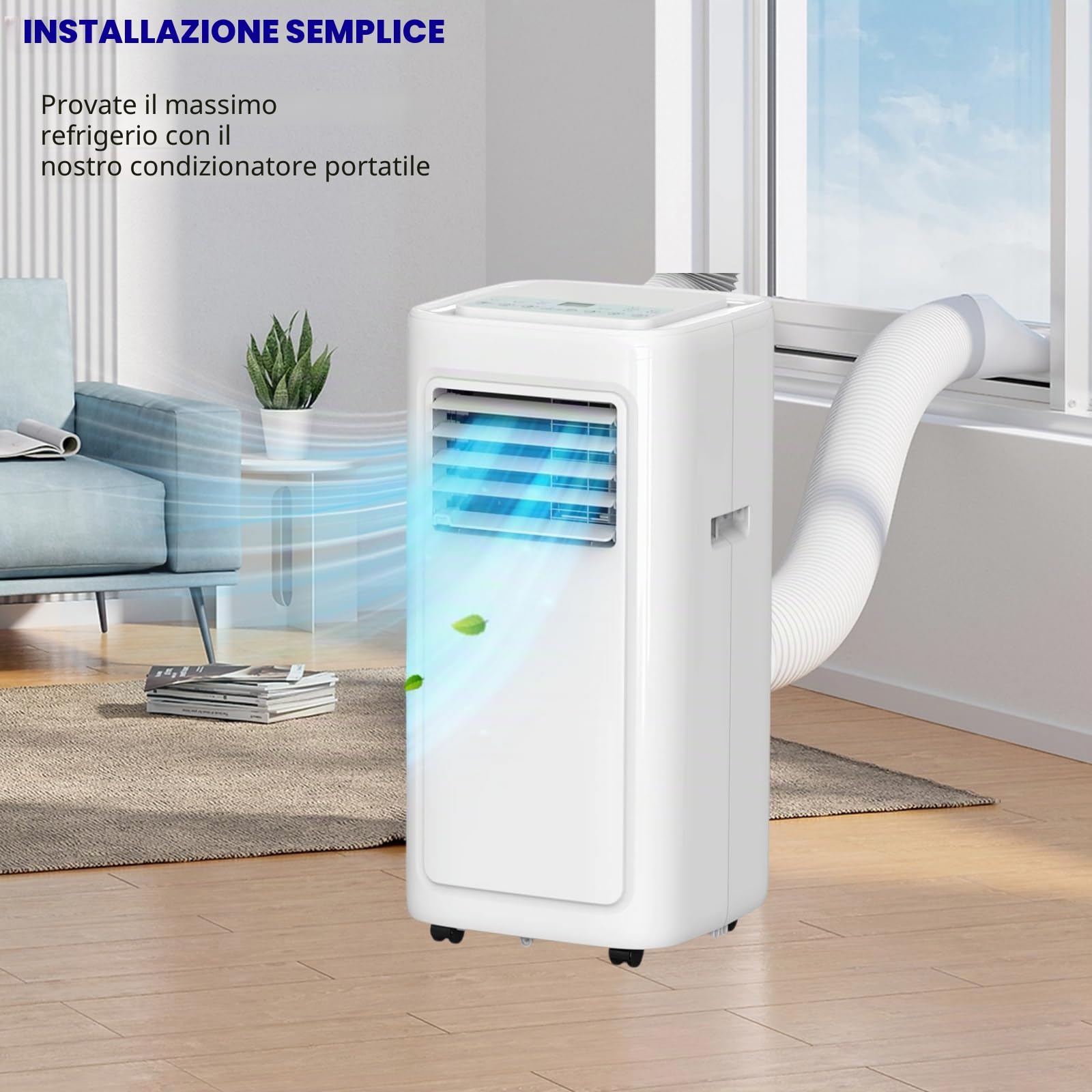 LEADZM Climatizzatore 8000BTU WiFi telecomando kit finestra