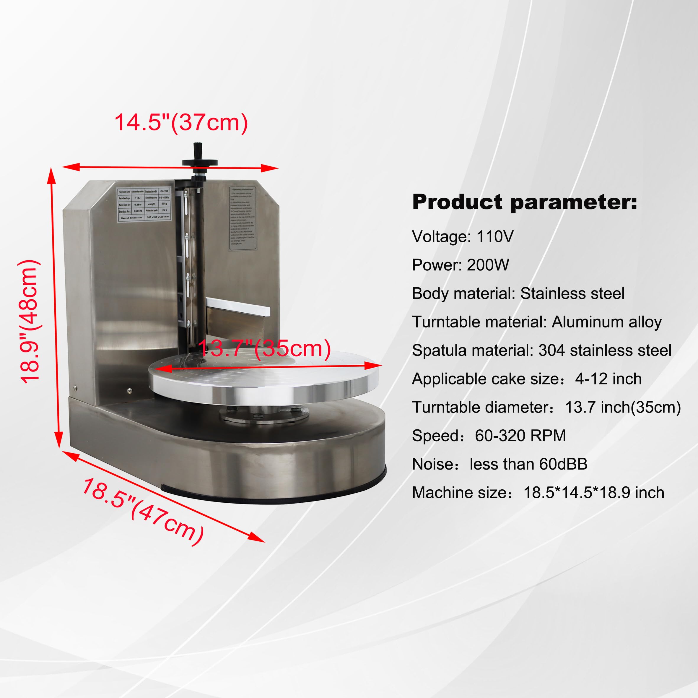 Banfluxion 110V Fully automatic Electric Cake Decorating Machine Commercial Cake Decorating Coating Machine 60-320 RPM Electric Cake Cream Spreading Coating Smearing Machine for 4-12inch Cake, 200W