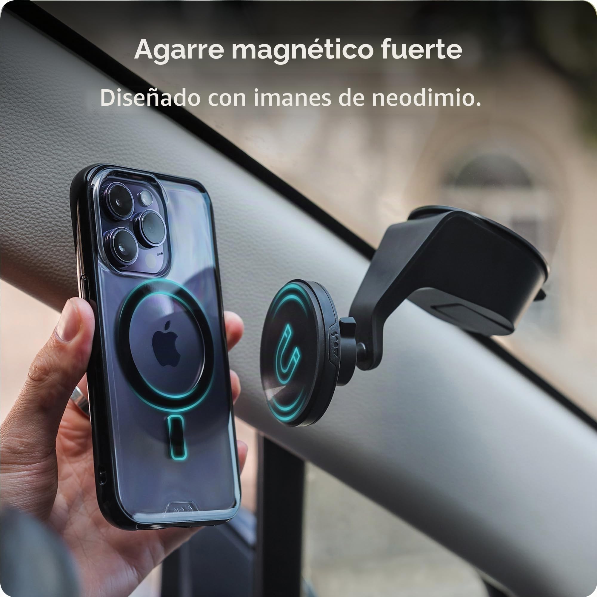 Mous Compatible con MagSafe Coche Soporte de Succión para iPhone 17/16/15/14, Pixel 10, S26/S25