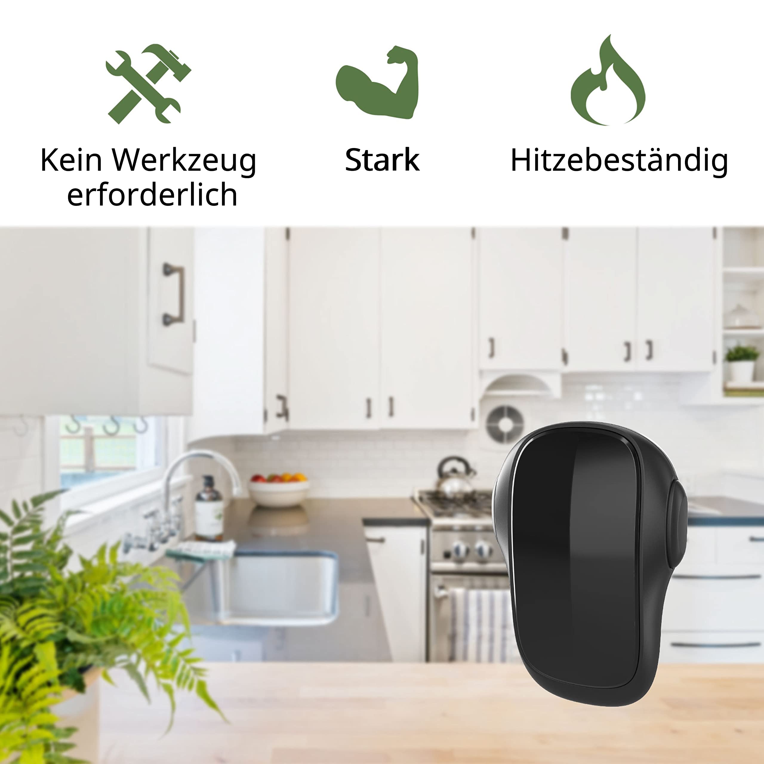 Backofen Kindersicherung für Kinder – Baby Sicherung für Backofentür, Hitzebeständig, Selbstklebend, Kein Bohren (1 Stück, Schwarz) MB