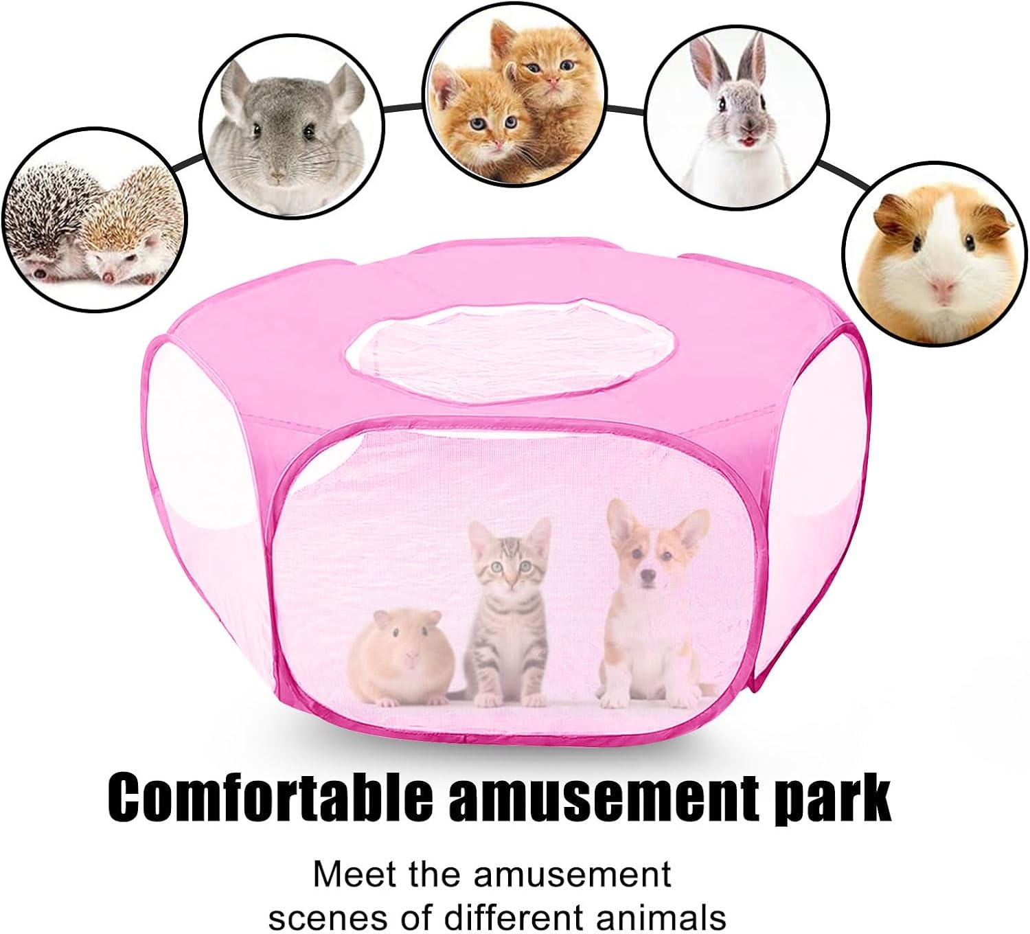 2-Pack Guinea Pig Carrier Backpack and Playpen with Lid, Breathable Pet Playpen Pop Open Exercise Fence, Portable Small Animal Cage for Rabbits, Chinchillas, Squirrel, Lizard, Sugar Glider
