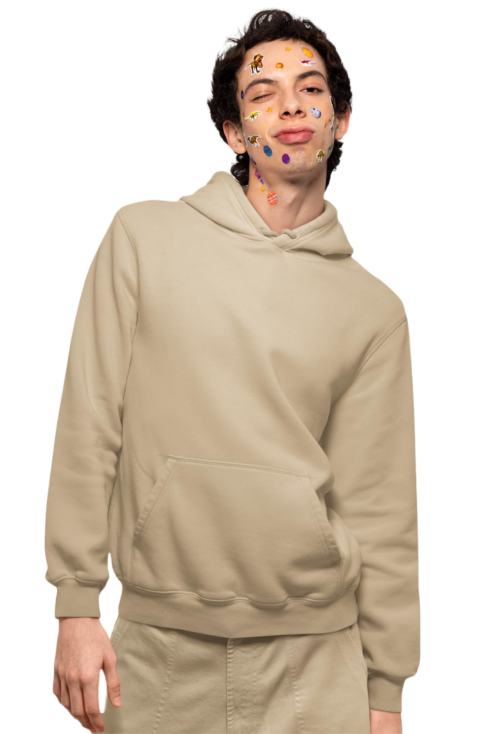 TeesTheDayBeige Solid Plain Hoodie for Men and Boys