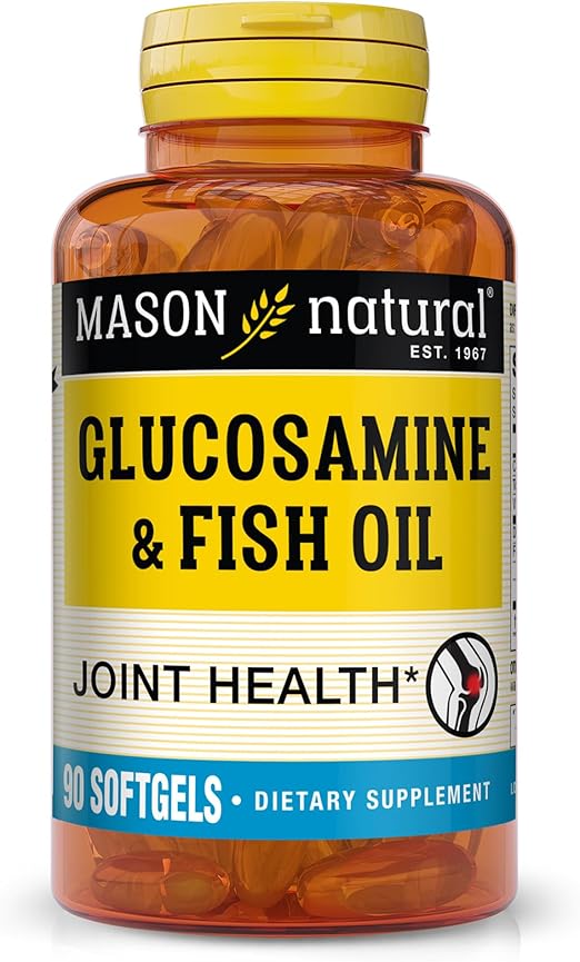 MASON NATURAL Glucosamine & Fish Oil Supplement with DHA & Omega 3 for Joint & Muscle Support, 1 Month Supply Softgel Pills