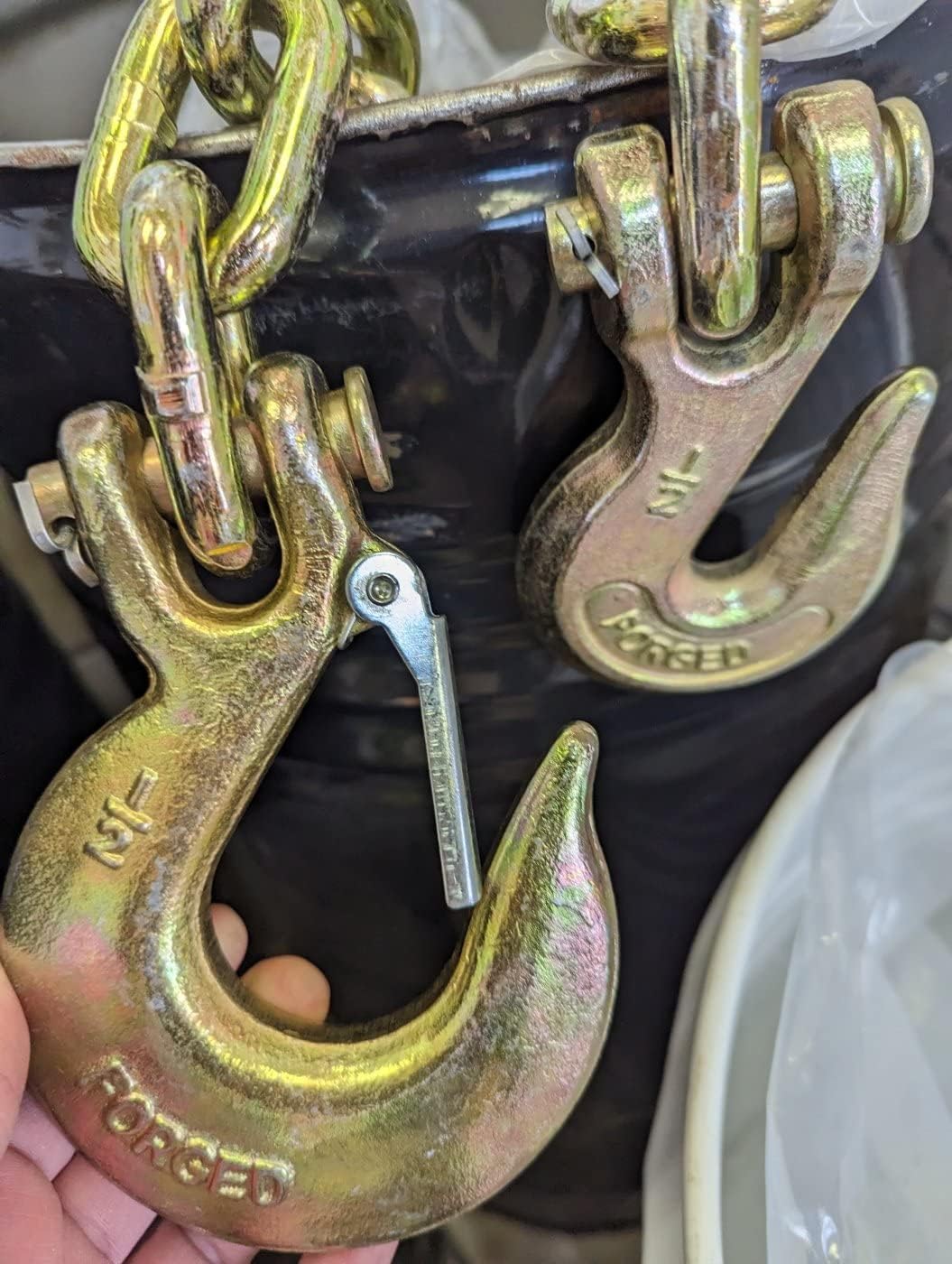 1/2 inch Grade 70 Heavy Equipment Flatbed Binder Chain with Clevis Grab and Clevis Safety Slip Hooks 11,300lbs WLL