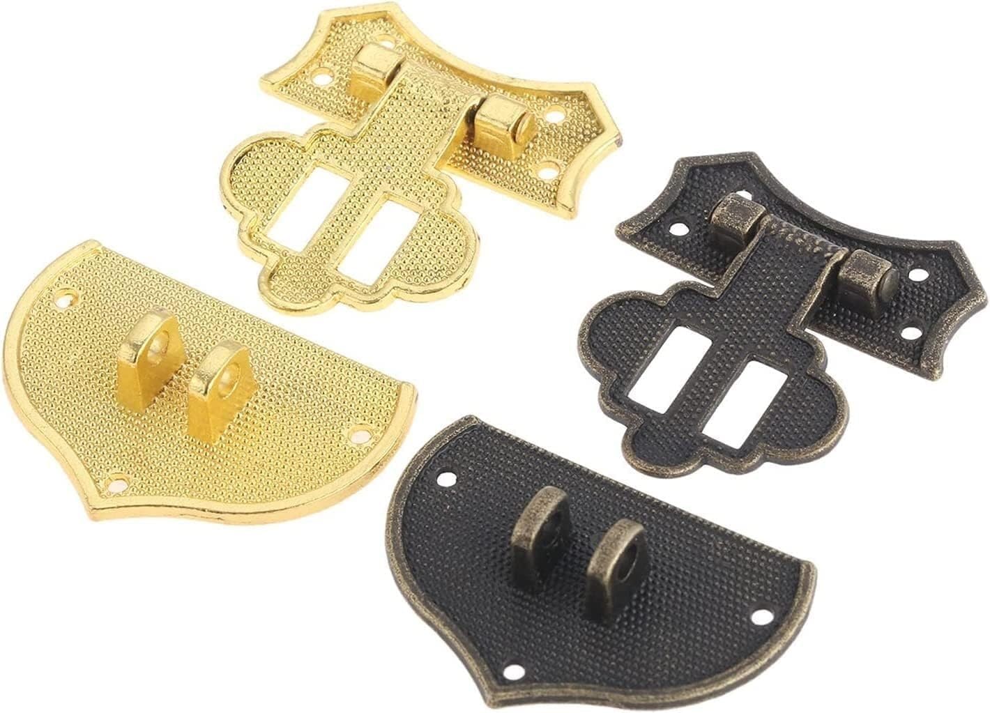 Hasp Clasp Lock,Antique Retro Hasp Lock Buckle Hook Eye Latch,Copper/Gold Box Jewelry Box Suitcase Buckle Buckle Padlock Furniture Hardware 38 * 38mm Latch 2pc (Color : B) ( Color : B ) ( Color : Onec